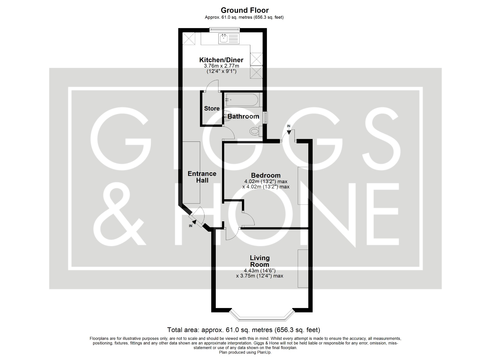 1 bed ground floor flat for sale in St. Augustines Road, Bedford - Property Floorplan