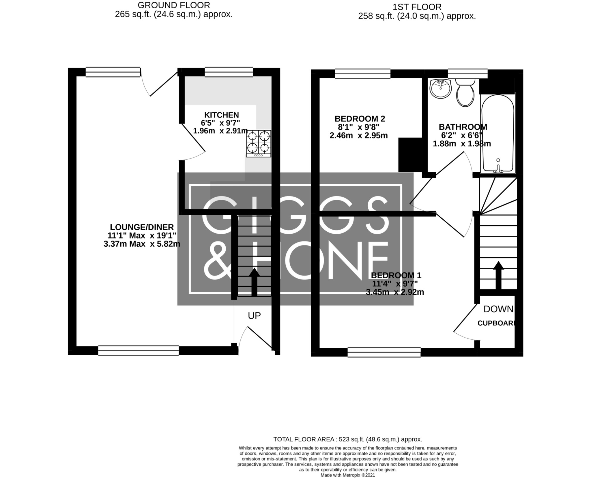 2 bed end of terrace house for sale in Westwood Close, Bedford - Property Floorplan