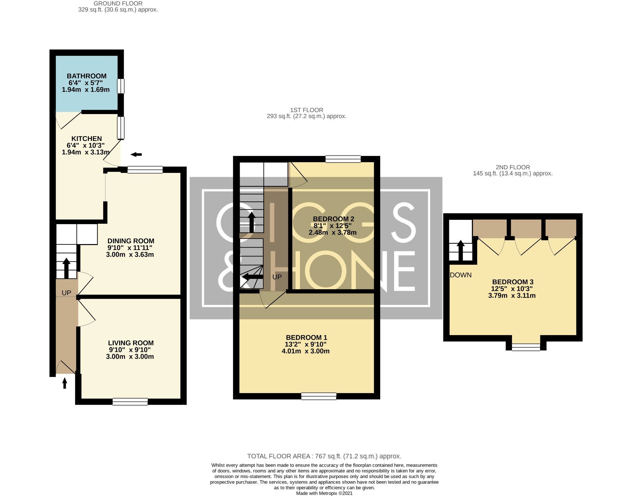 3 bed semi-detached house for sale in Newnham Avenue, Bedford - Property Floorplan
