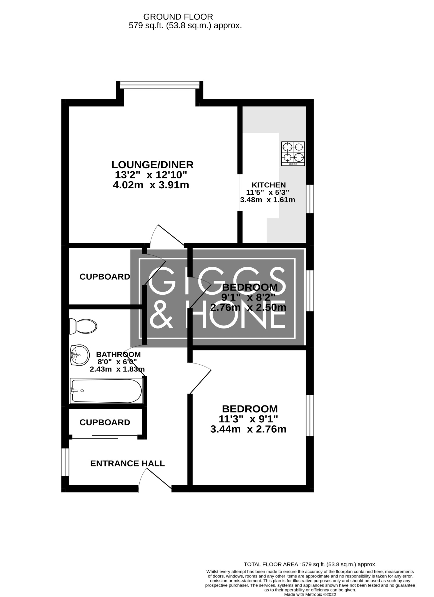 2 bed flat for sale in Spring Road, Bedford - Property Floorplan