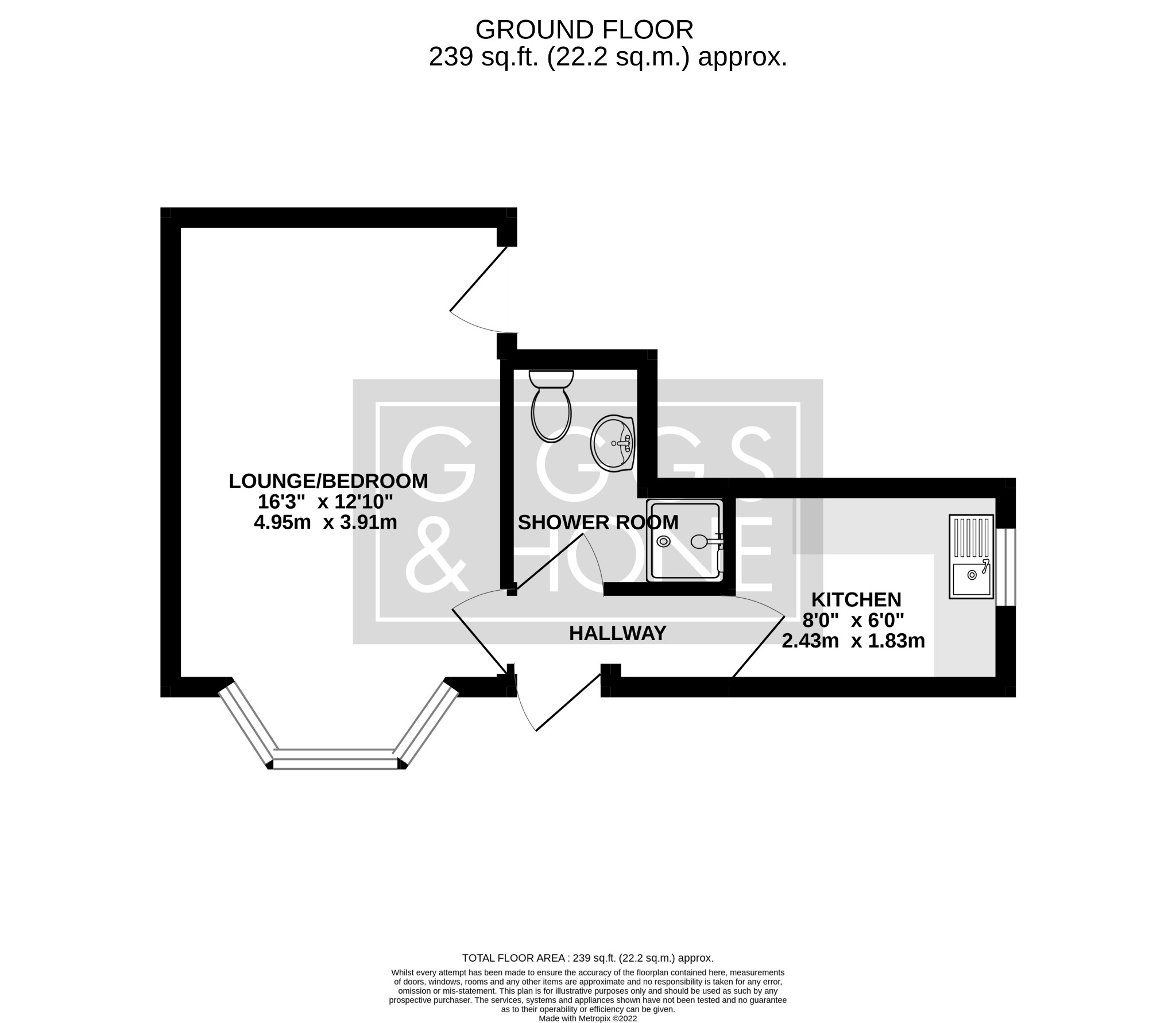 1 bed studio flat for sale in Goldington Avenue, Bedford - Property Floorplan