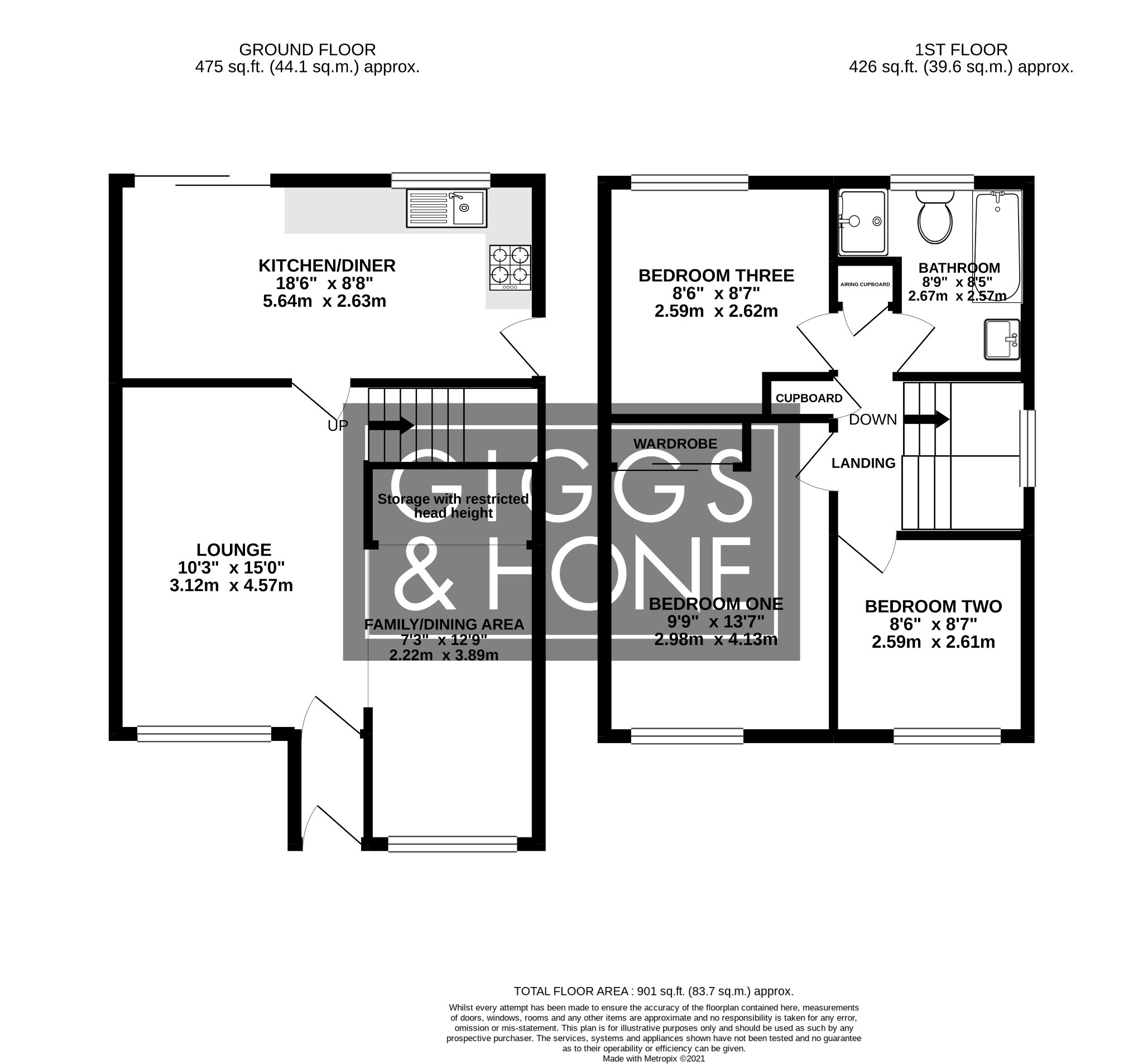 3 bed semi-detached house for sale in Hamble Road, Bedford - Property Floorplan