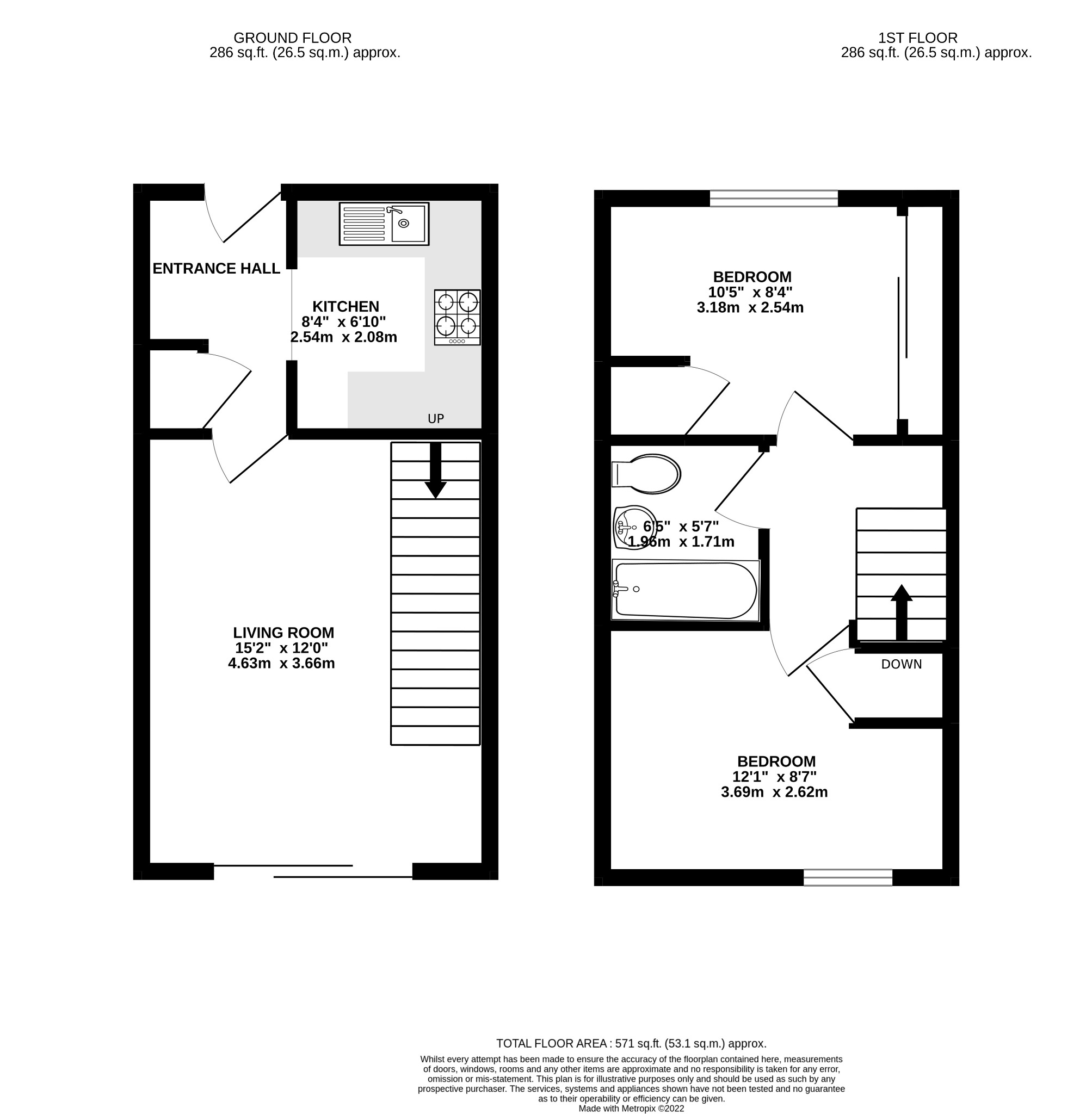 2 bed terraced house for sale in Mountbatten Place, Bedford - Property Floorplan