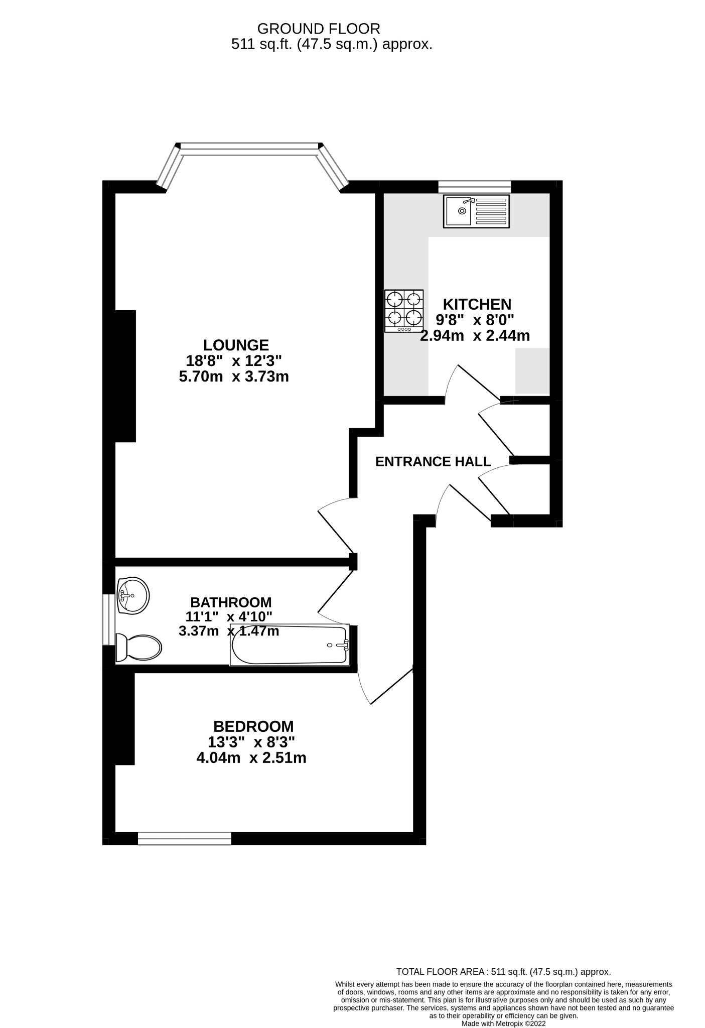 1 bed flat for sale in Clapham Road, Bedford - Property Floorplan