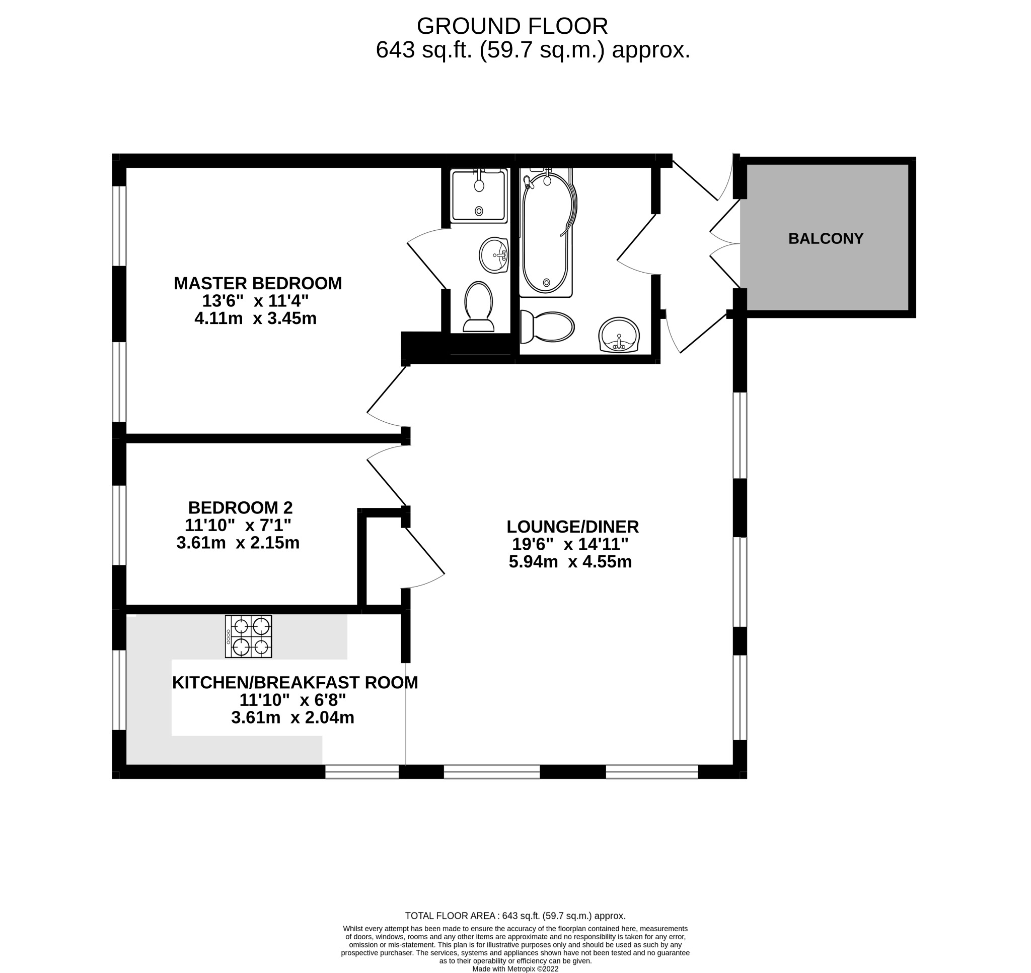 2 bed flat for sale in York Road, Rushden - Property Floorplan