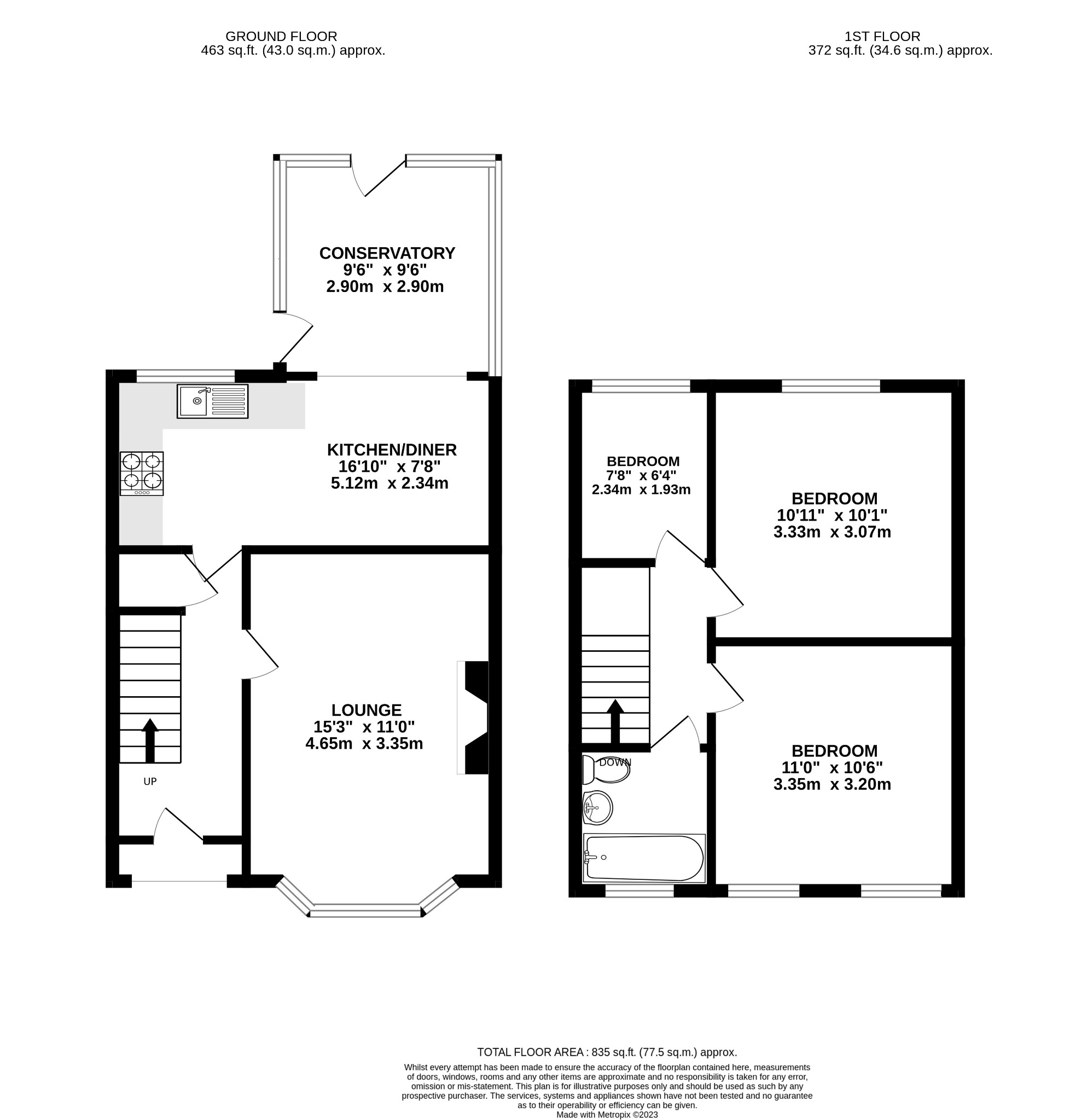 3 bed semi-detached house for sale in Hall Avenue, Rushden - Property Floorplan