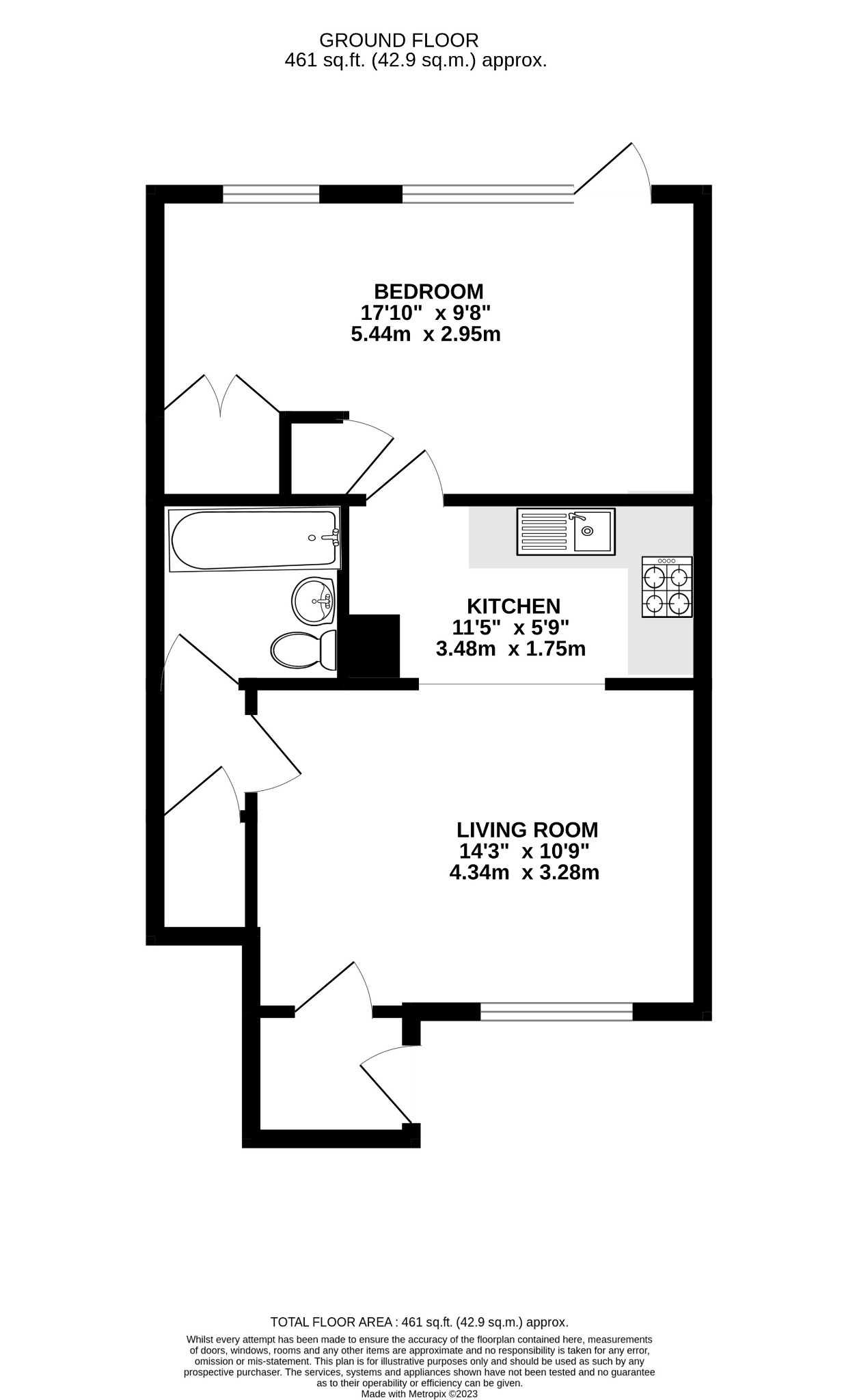 1 bed ground floor flat for sale in Buckden Court, Huntingdon - Property Floorplan