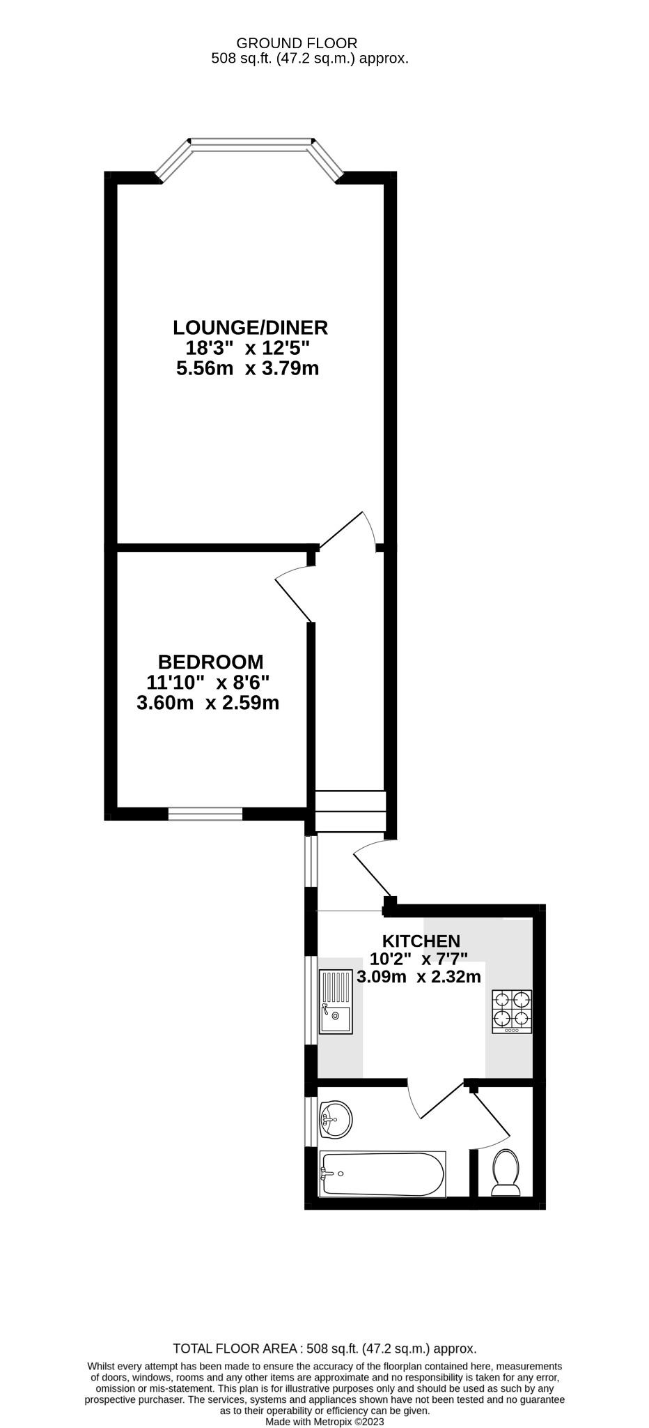 1 bed flat for sale in Merton Road, Bedford - Property Floorplan