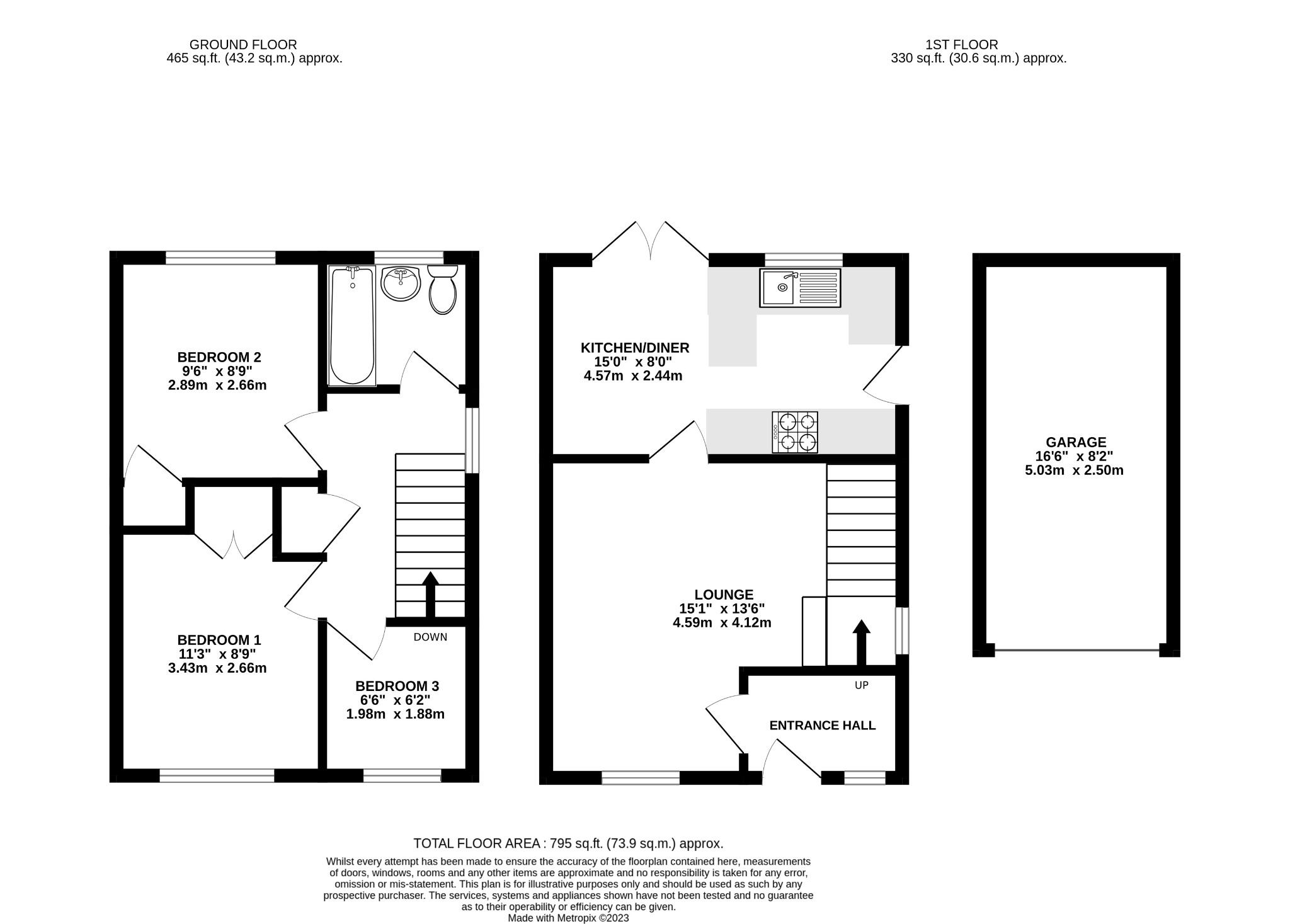 3 bed end of terrace house for sale in Kempston, Bedfordshire - Property Floorplan