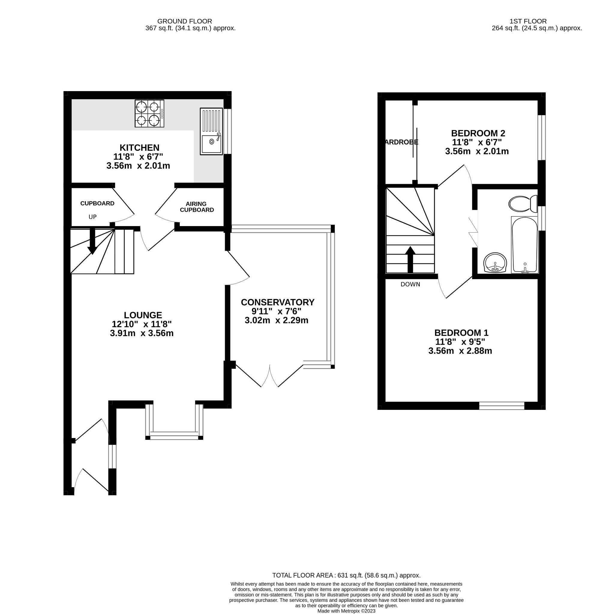 2 bed terraced house for sale in Shortstown, Bedfordshire - Property Floorplan