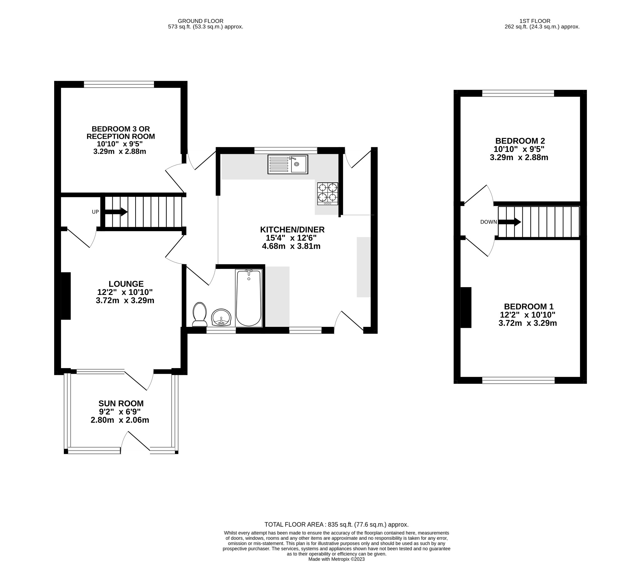 3 bed semi-detached house for sale in Meadway, Bedford - Property Floorplan