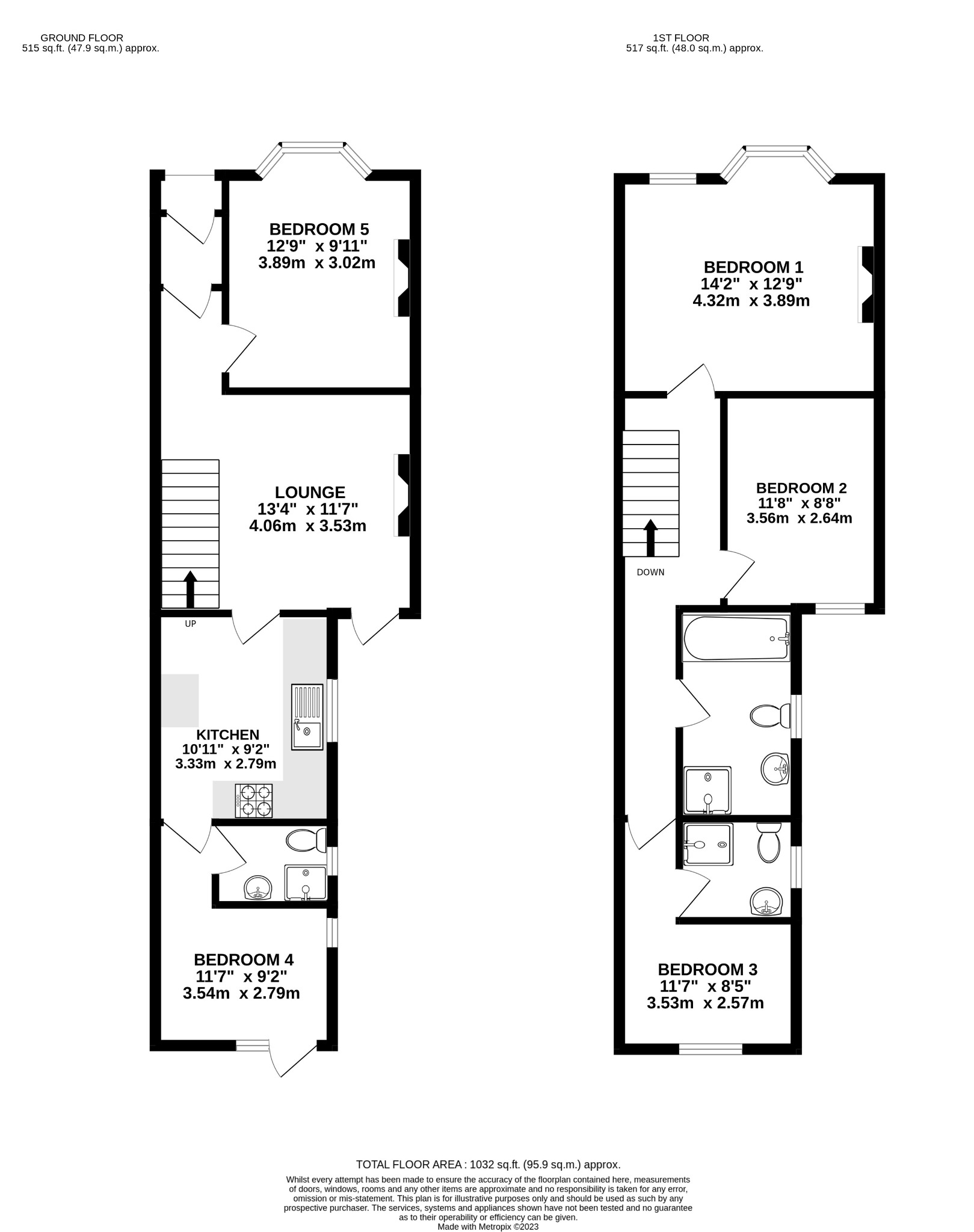 5 bed terraced house for sale in Ampthill Road, Bedford - Property Floorplan