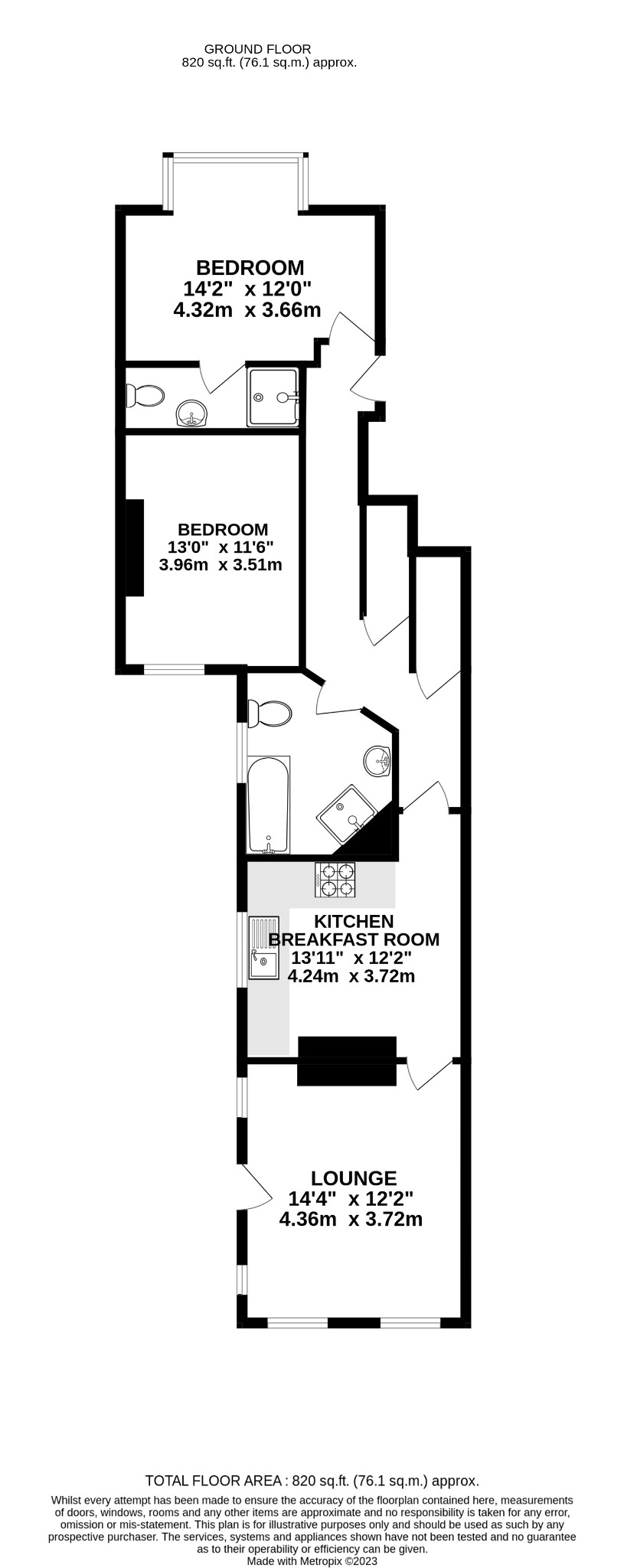 2 bed flat for sale in St. Michaels Road, Bedfordshire - Property Floorplan