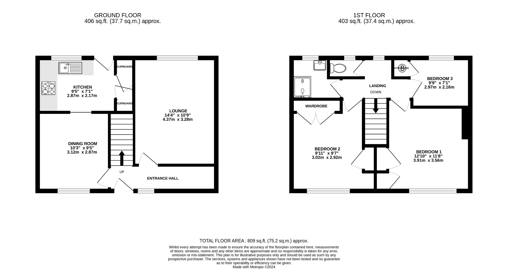 3 bed terraced house for sale in Bedford - Property Floorplan