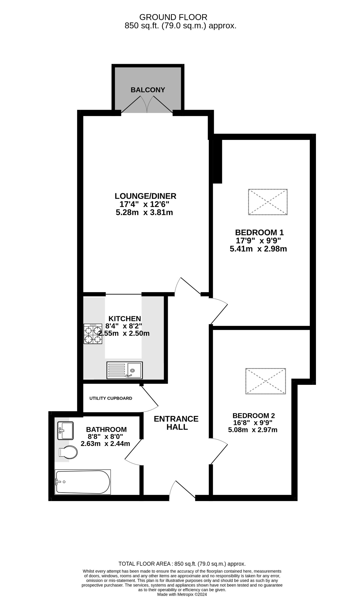 2 bed flat for sale in Albion House, Bedford - Property Floorplan