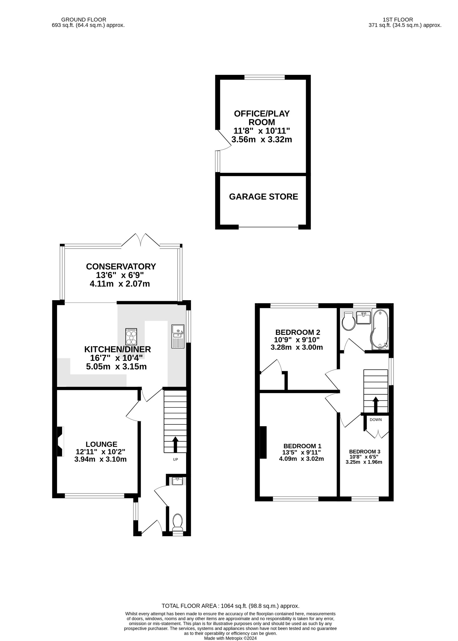 3 bed semi-detached house for sale in Pennine Road, Bedford - Property Floorplan