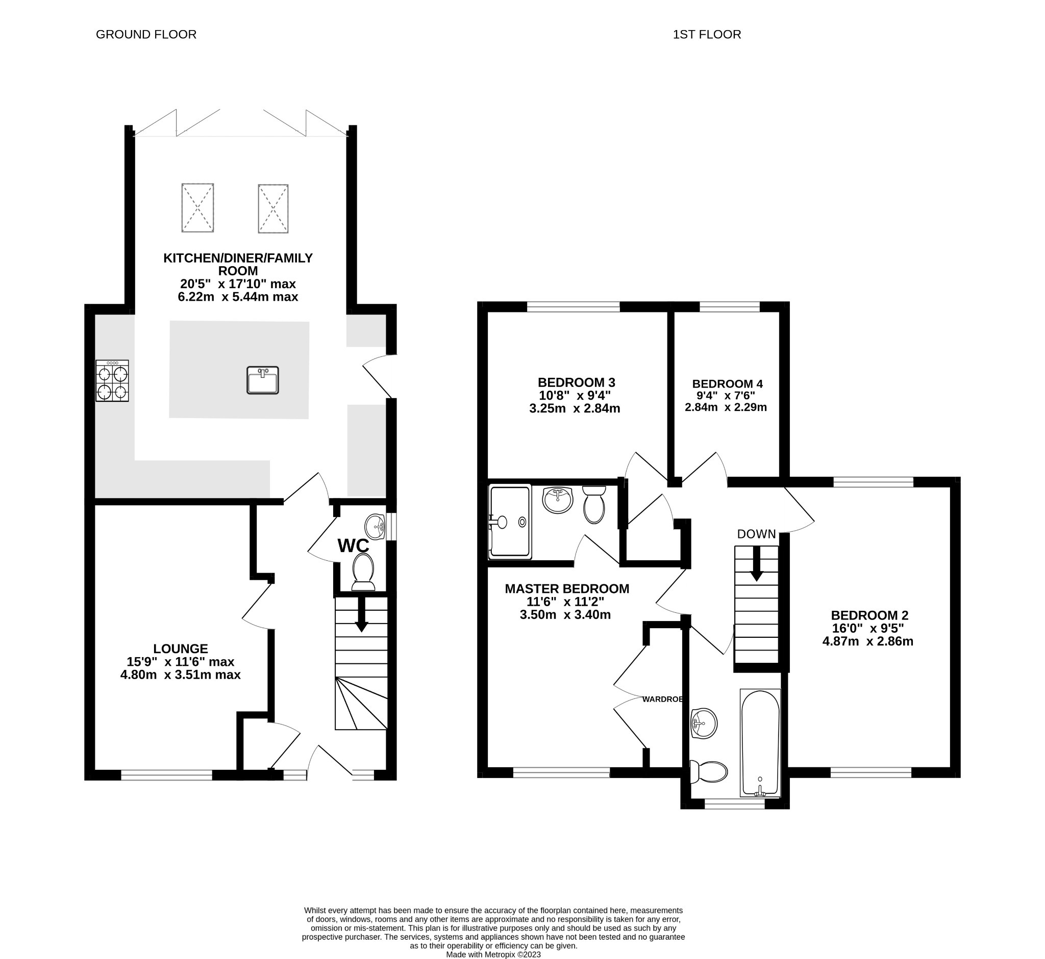 4 bed link detached house to rent in Watson Way, Bedford - Property Floorplan