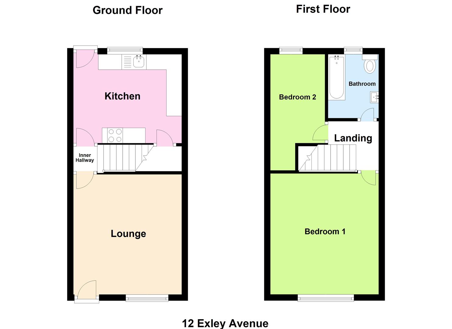 2 bed terraced house to rent in Exley Avenue, Keighley - Property floorplan