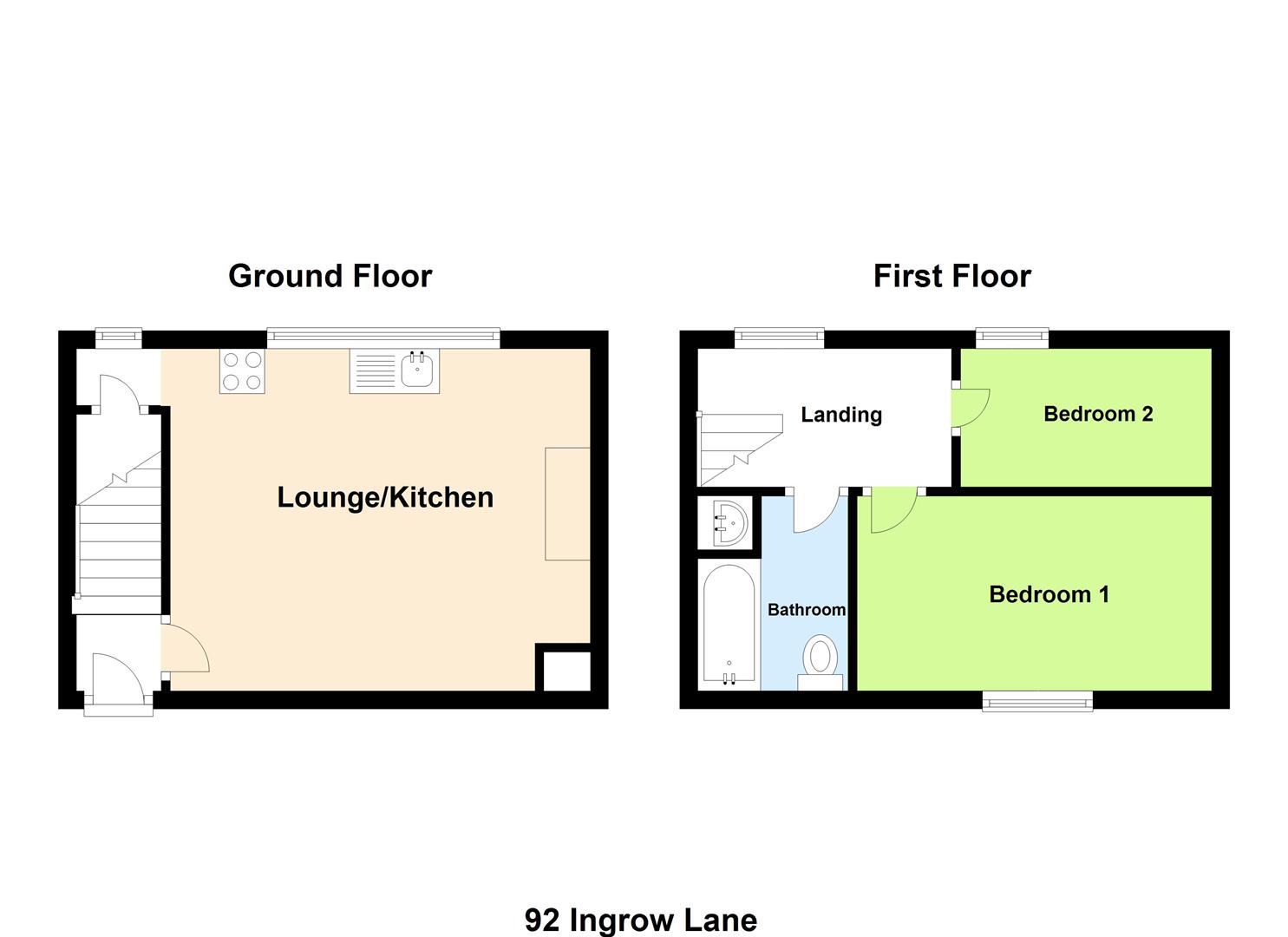 2 bed terraced house to rent in Ingrow Lane, Keighley - Property floorplan