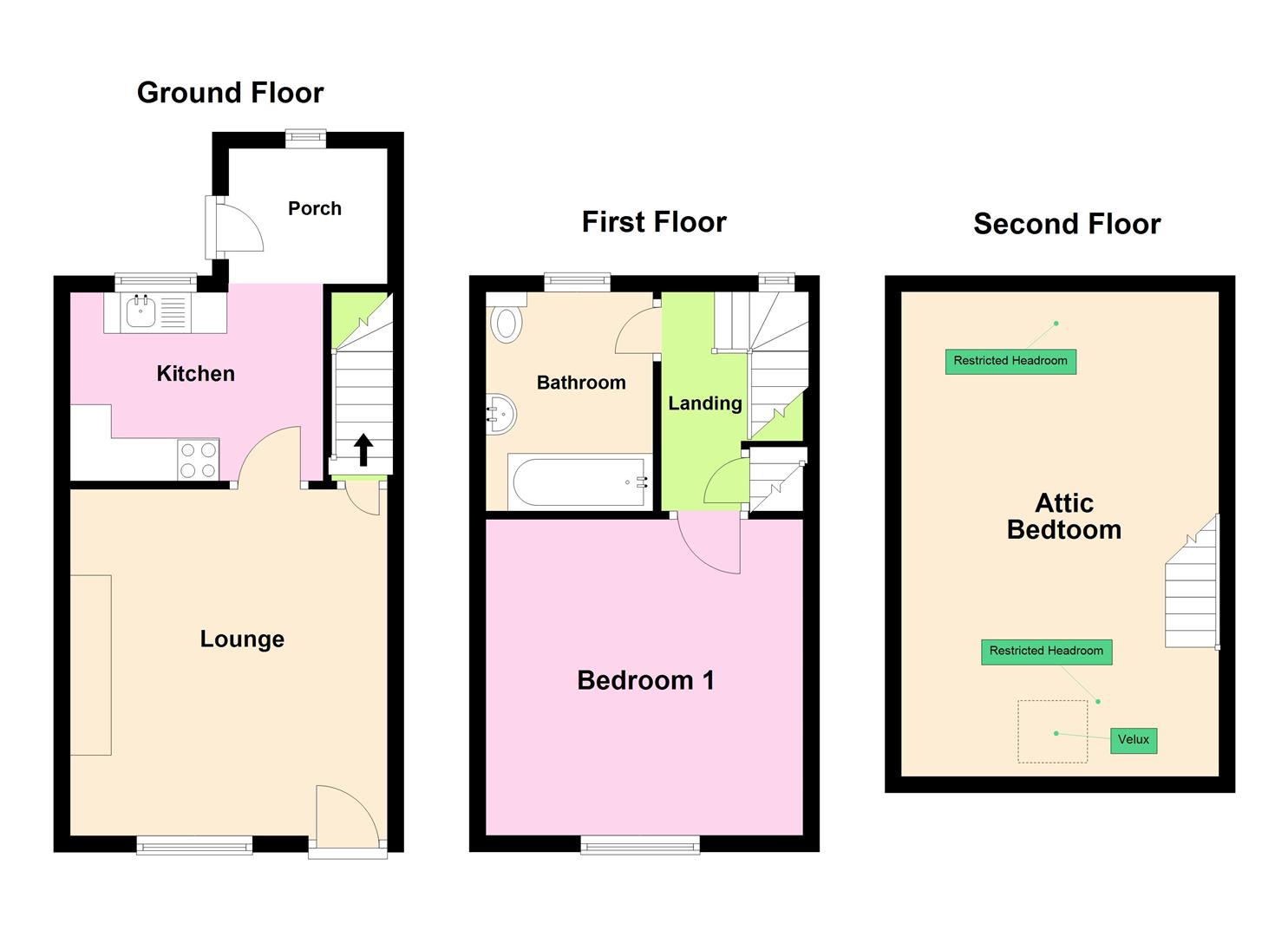 2 bed terraced house for sale in Rawling Street, Keighley - Property floorplan