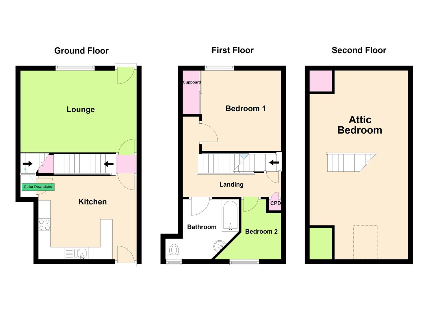 3 bed terraced house for sale in Quarry Street, Keighley - Property floorplan