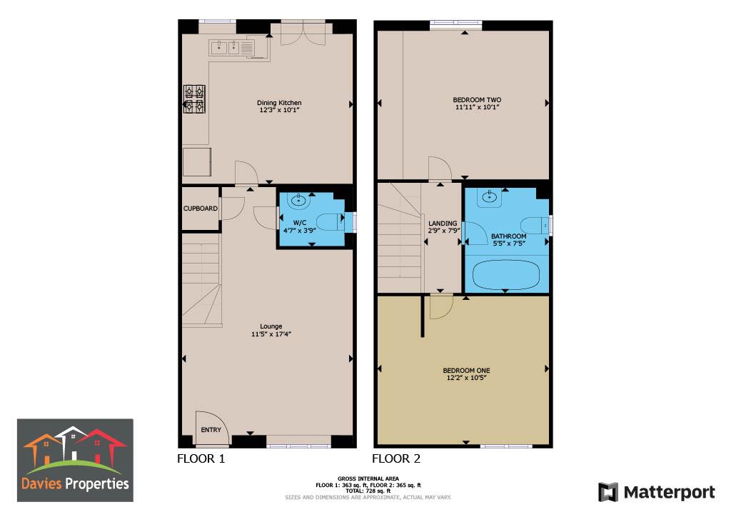 2 bed semi-detached house for sale in Glatton Drive, Oakworth - Property floorplan