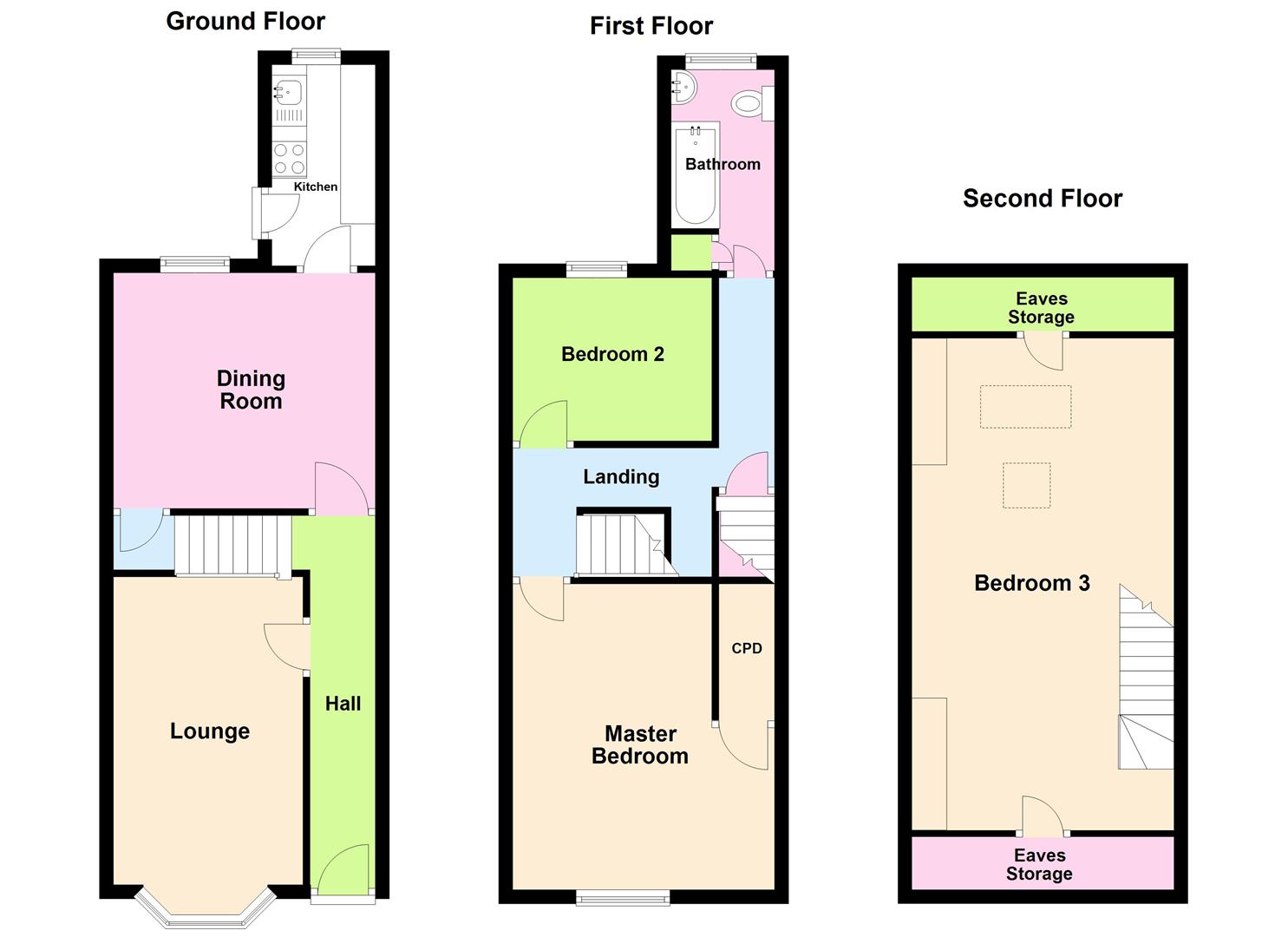 3 bed terraced house for sale in Green Head Lane, Keighley - Property floorplan