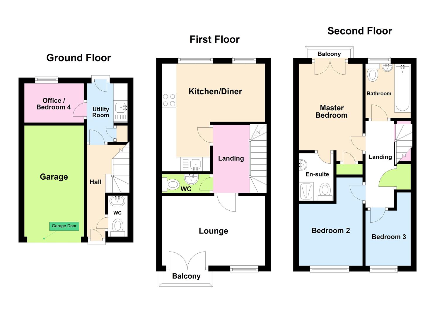 4 bed town house for sale in St. Martins Field, Otley - Property floorplan