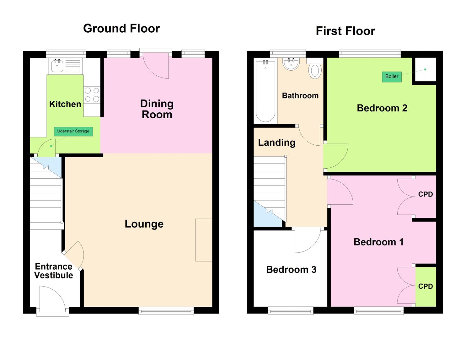 3 bed town house for sale in Staveley Road, Keighley - Property floorplan