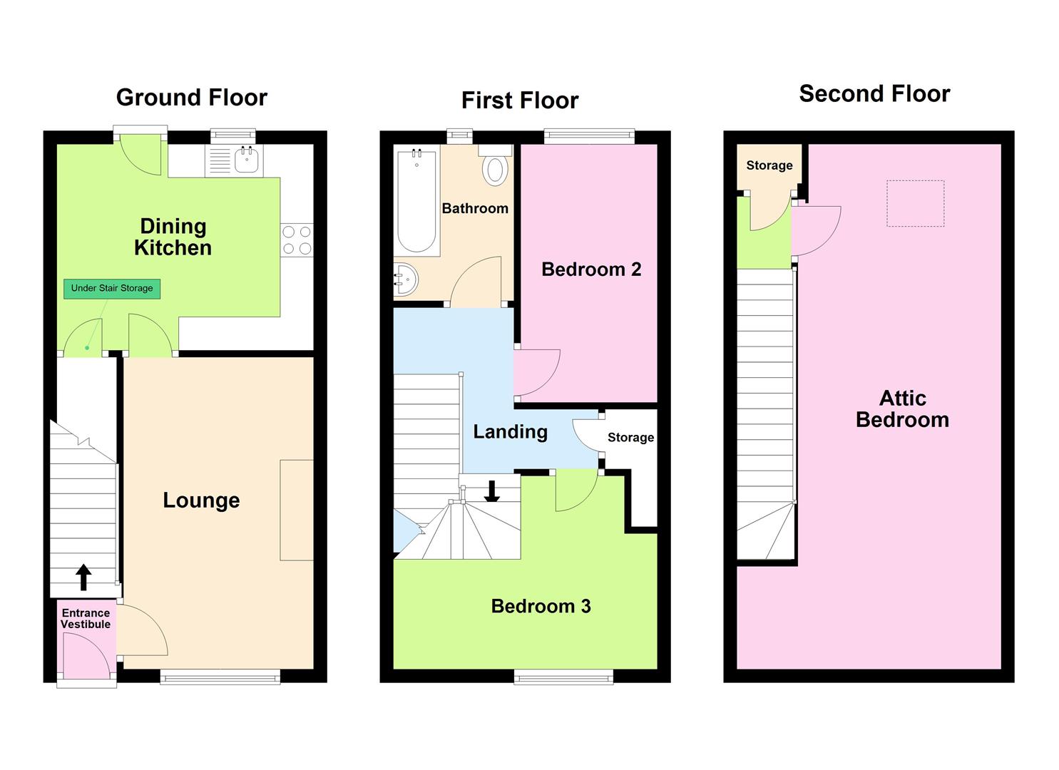 3 bed terraced house for sale in Edensor Road, Keighley - Property floorplan