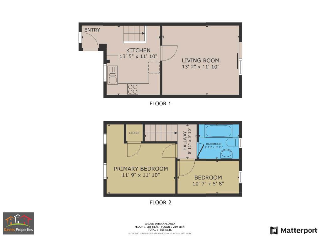 2 bed town house for sale in Greenfell Close, Keighley - Property floorplan