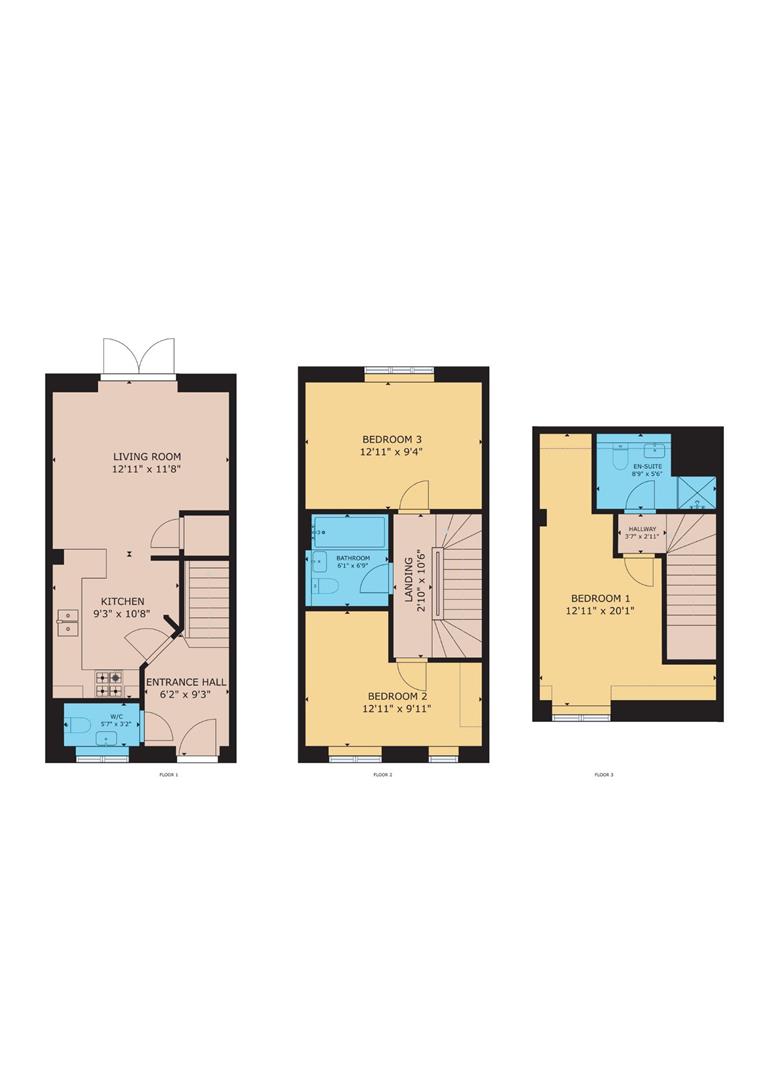 3 bed town house for sale in Water Meadow Drive, Denholme - Property floorplan