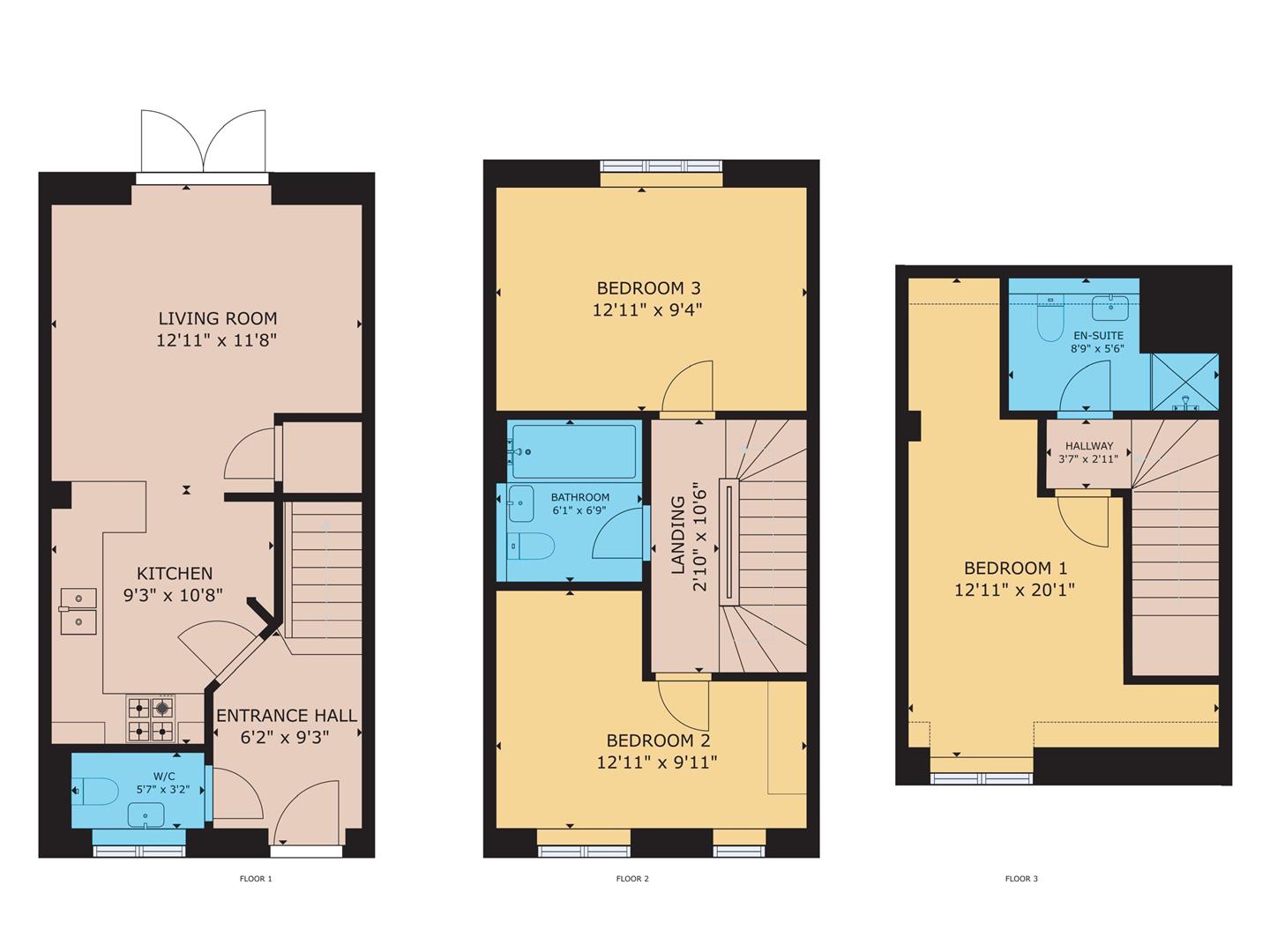 3 bed town house for sale in Water Meadow Drive, Denholme - Property floorplan