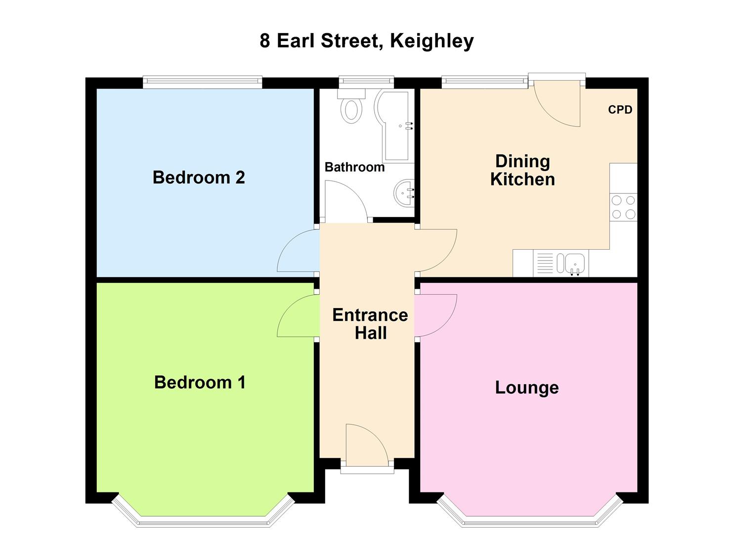 2 bed detached bungalow to rent in Earl Street, Keighley - Property floorplan