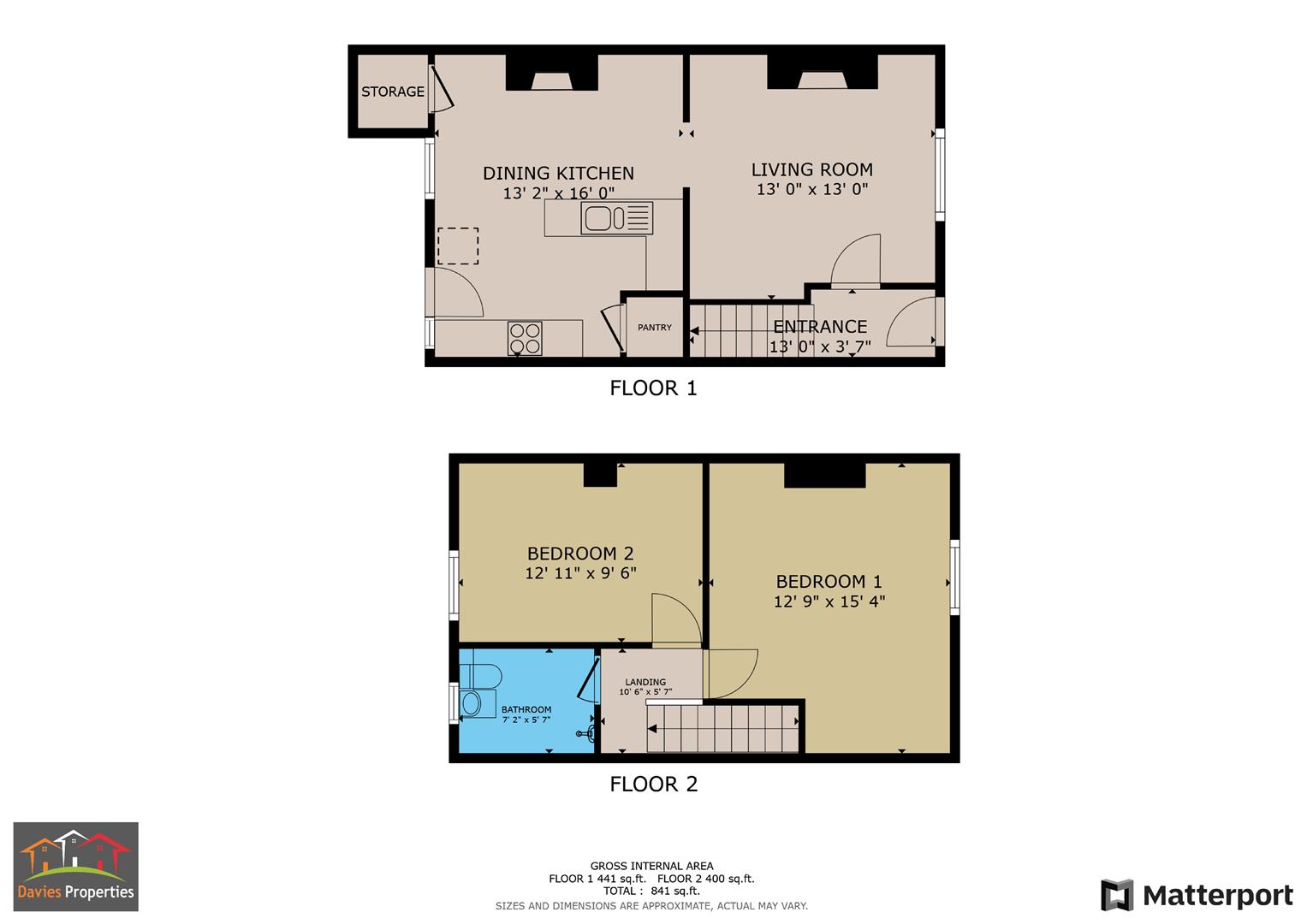 2 bed terraced house for sale in Haincliffe Place, Keighley - Property floorplan
