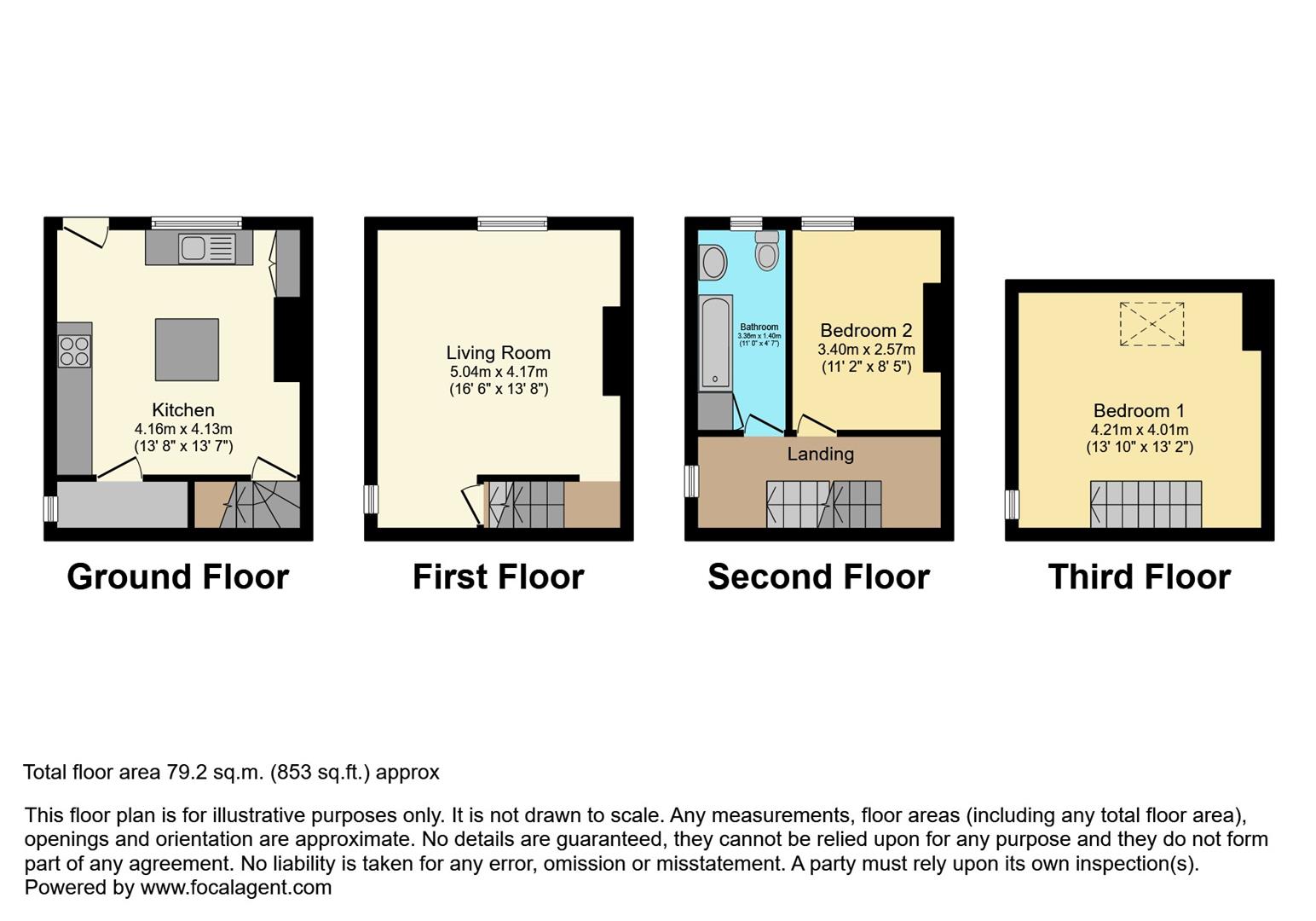 2 bed terraced house for sale in Jay Street, Haworth - Property floorplan