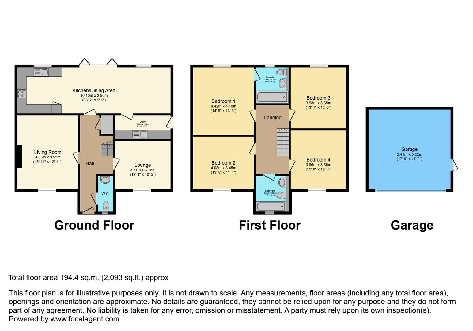 4 bed detached house to rent in St. Johns Croft, Keighley - Property floorplan