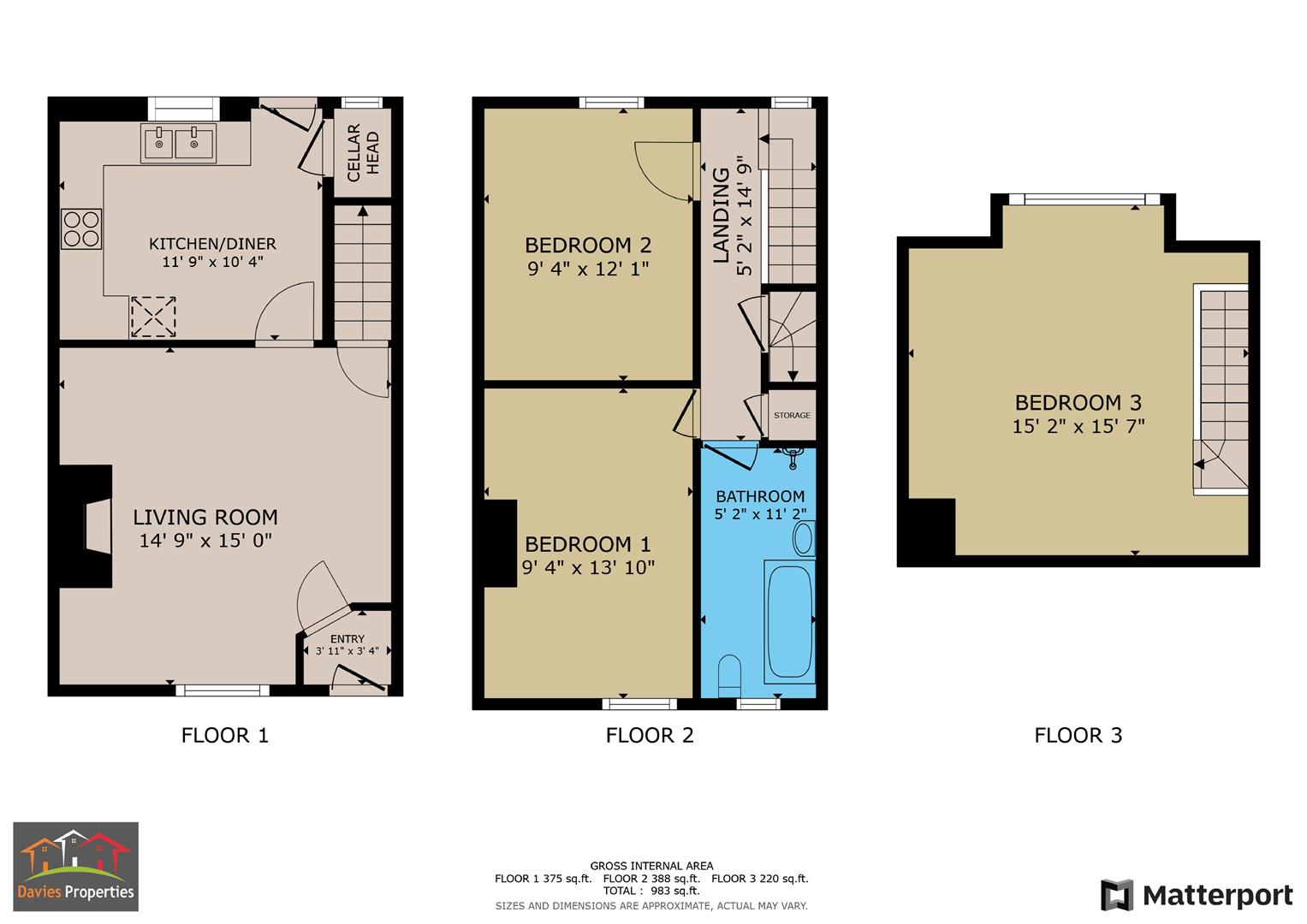 3 bed terraced house for sale in Stanley Road, Keighley - Property floorplan
