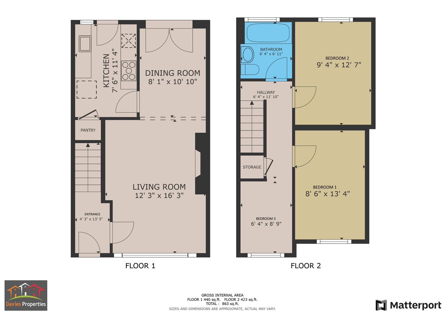 3 bed terraced house for sale in Victoria Court, Keighley - Property floorplan