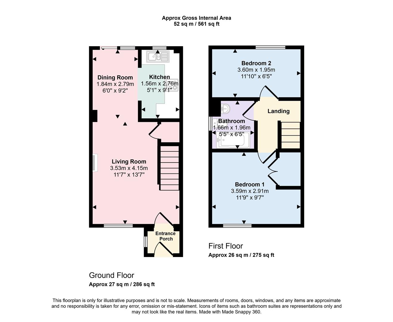 2 bed end of terrace house for sale in Long Lane, Harden, Bingley, BD16 1HP - Property floorplan