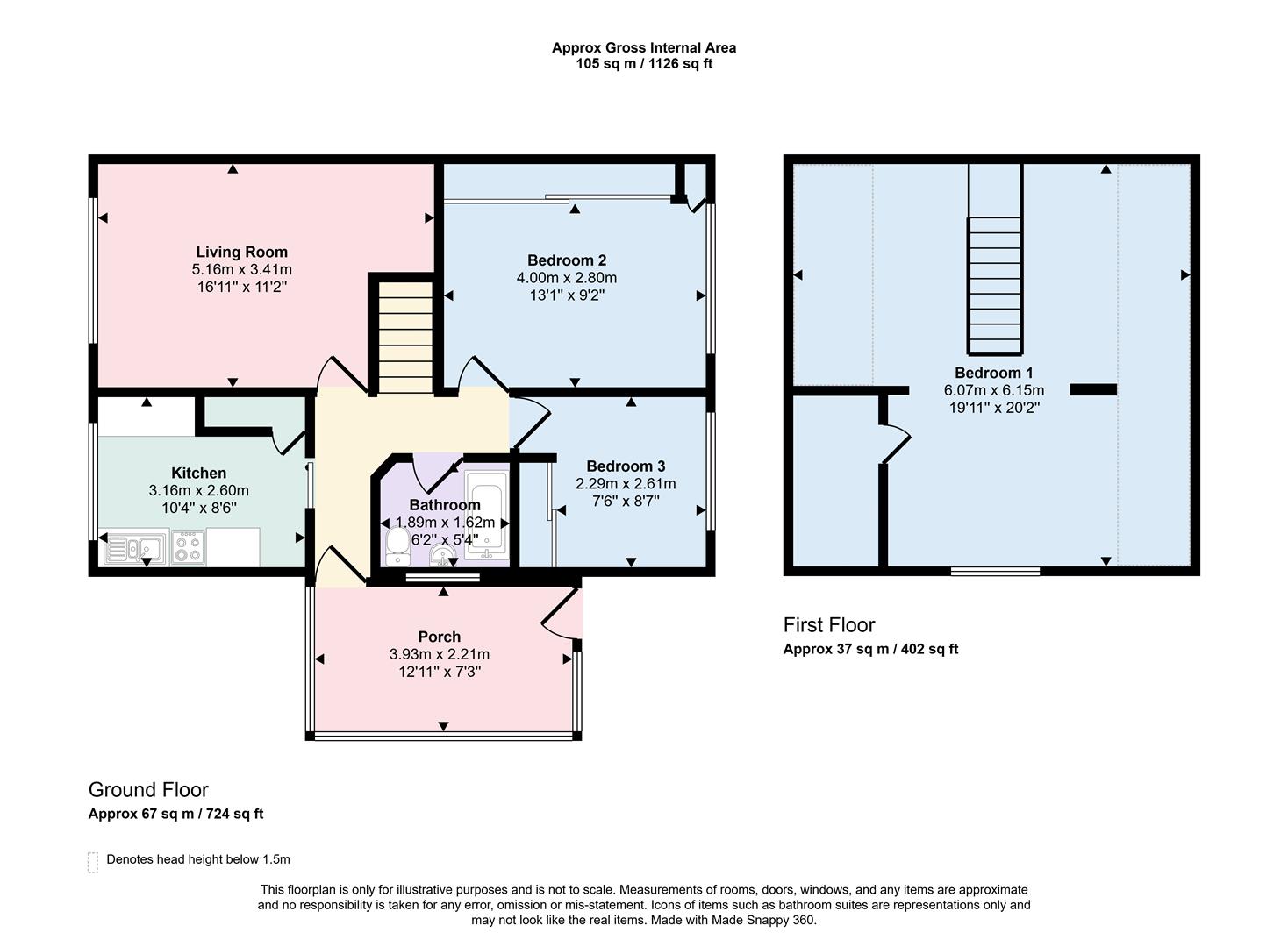 3 bed semi-detached bungalow for sale in Brow Top Road, Cross Roads, Keighley, BD22 9PH - Property floorplan
