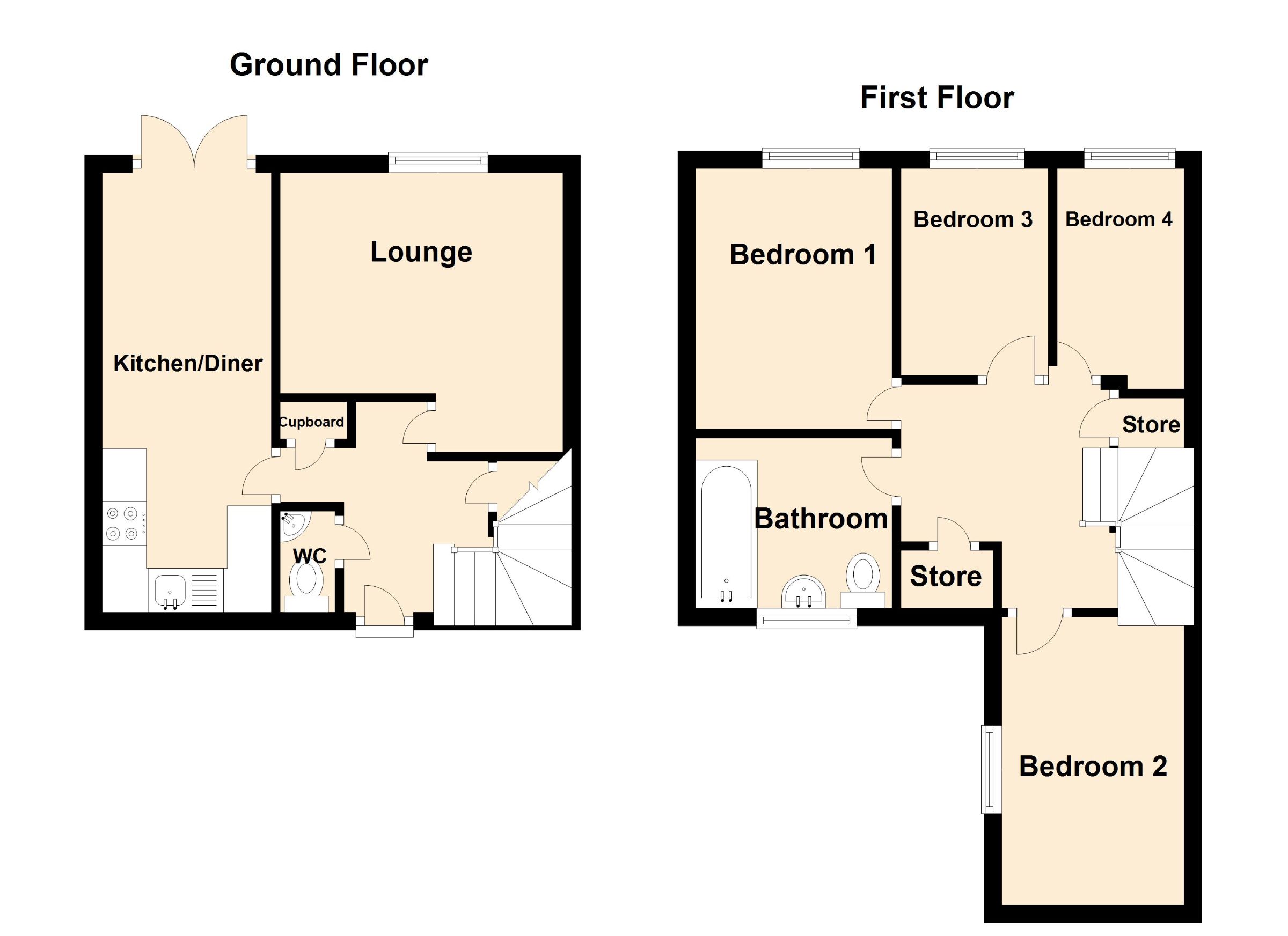 4 bed terraced house for sale in Brewerne, Peterborough - Property Floorplan