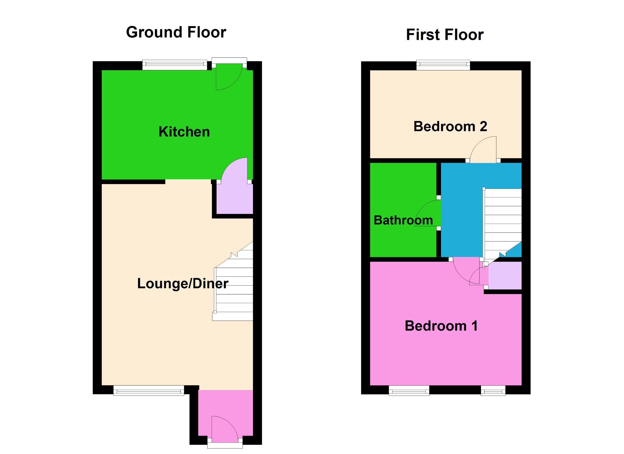 2 bed terraced house for sale in Nightingale Court, Peterborough - Property Floorplan