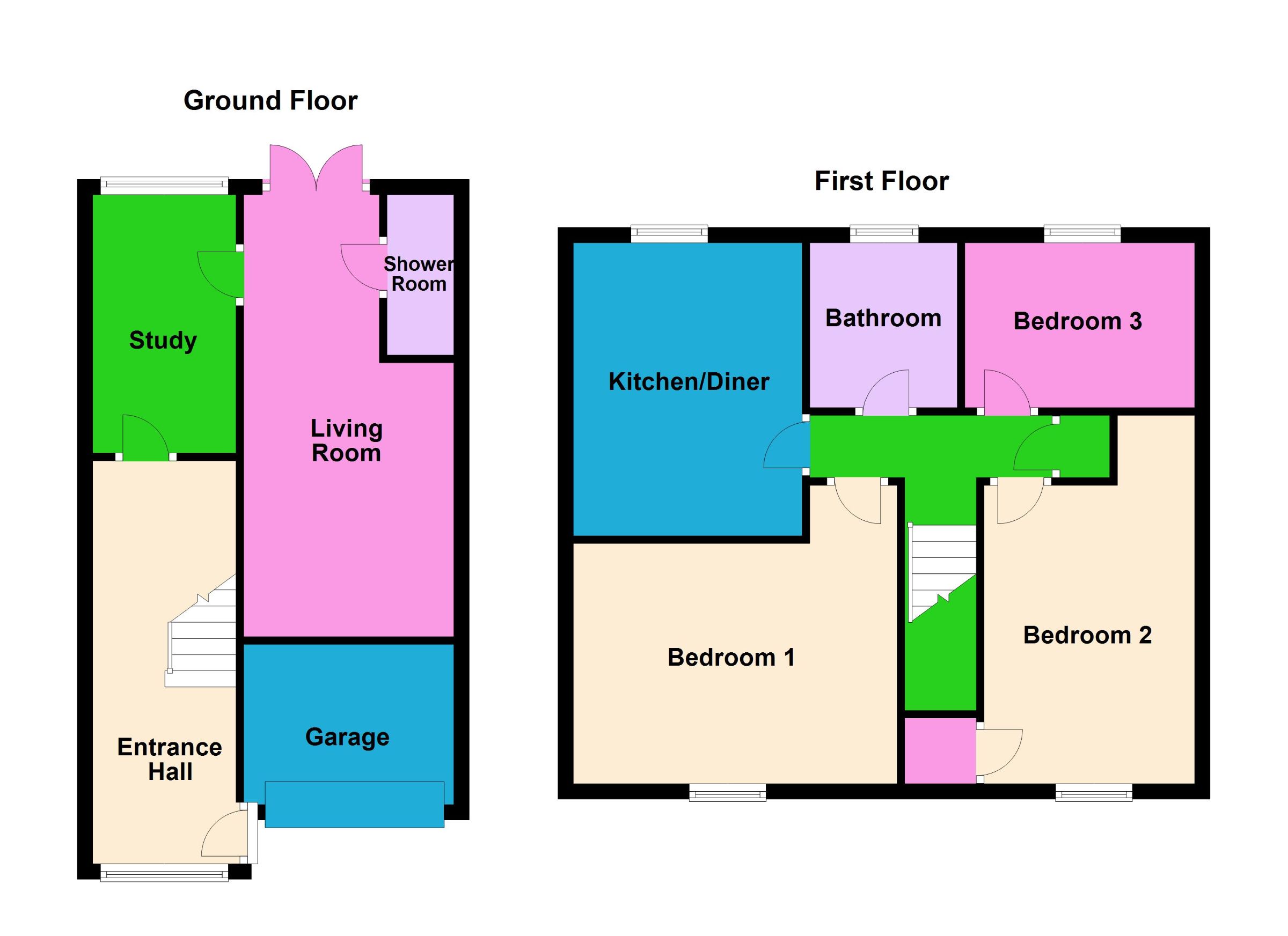 3 bed terraced house for sale in Martin Luther King Close, Huntingdon - Property Floorplan