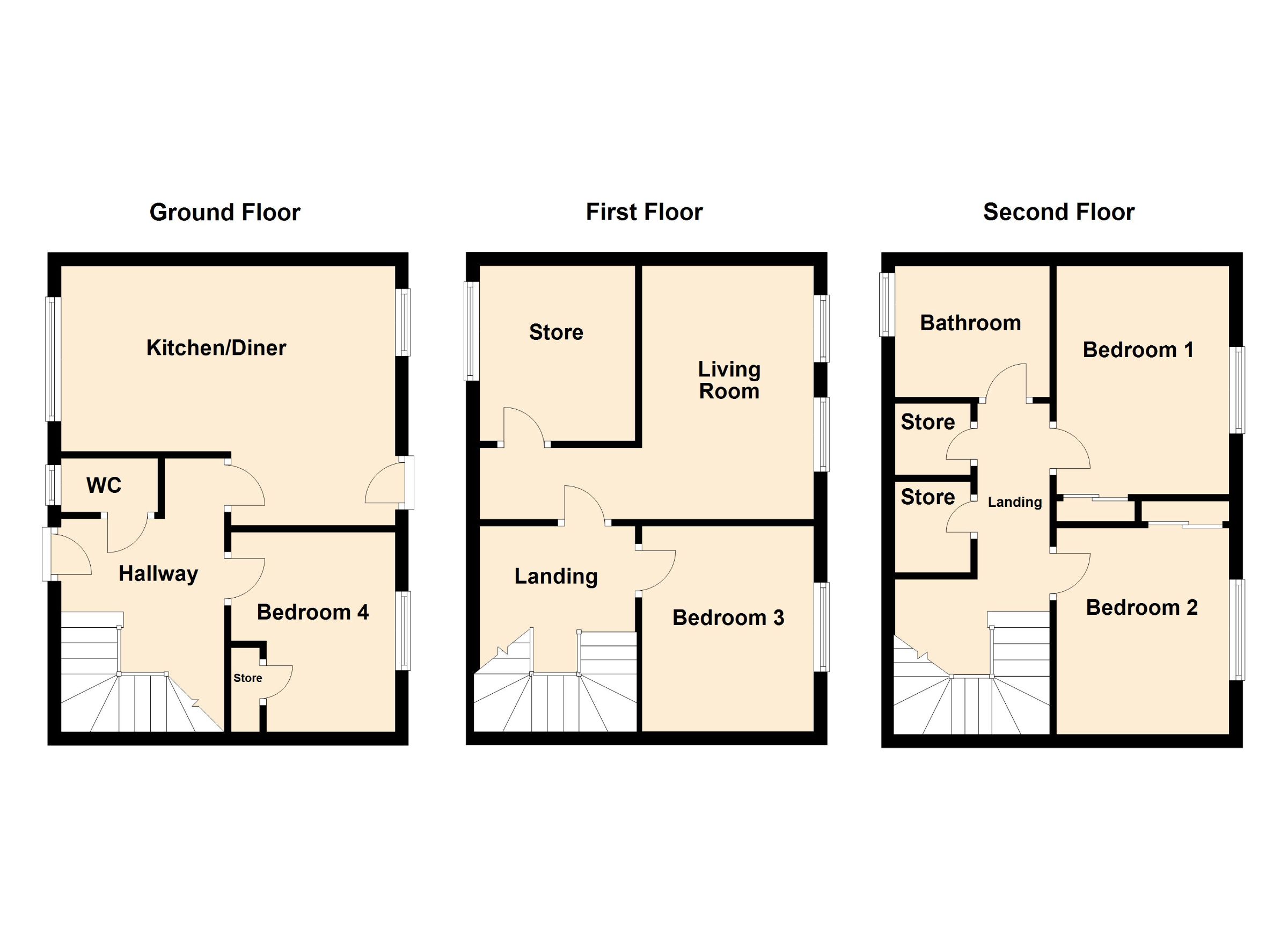4 bed terraced house for sale in Lythemere, Peterborough - Property Floorplan