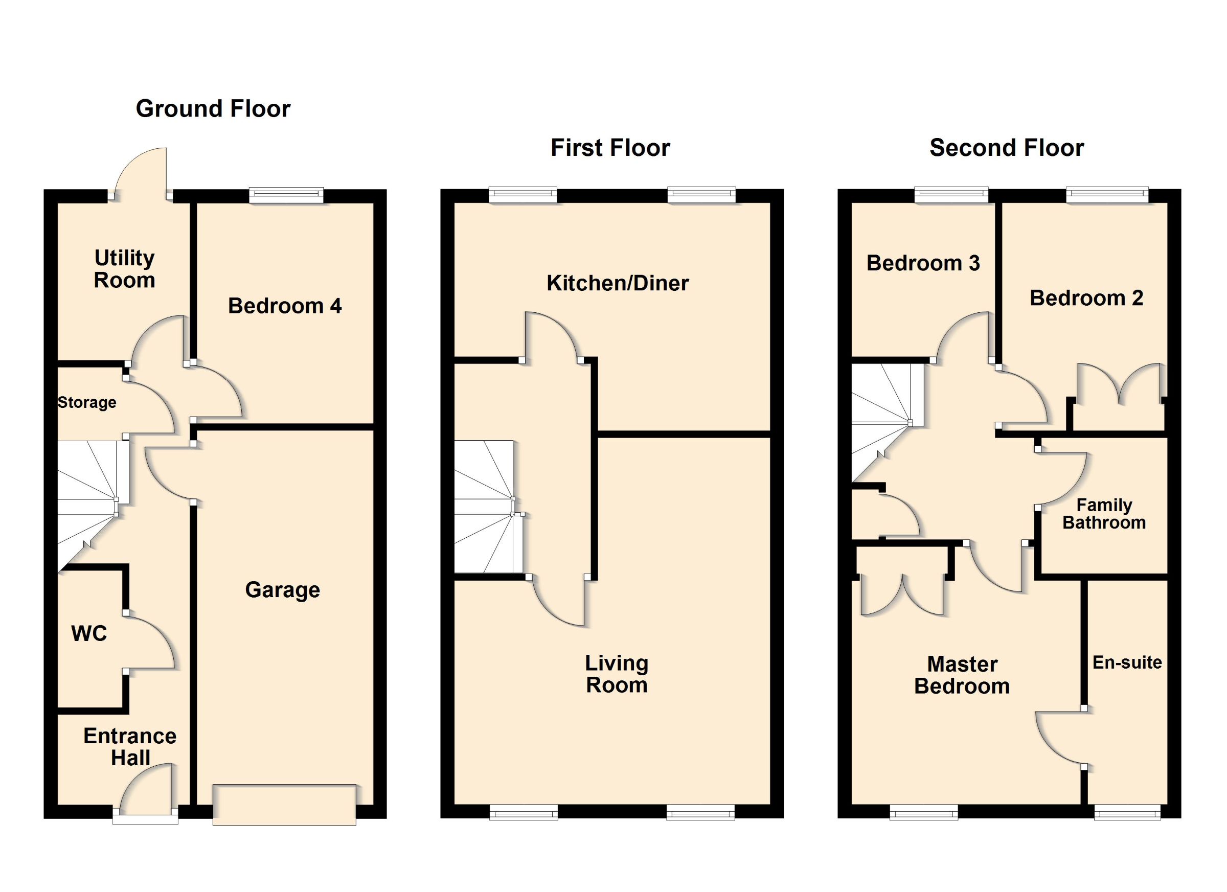 4 bed end of terrace house for sale in Lyvelly Gardens, Peterborough - Property Floorplan