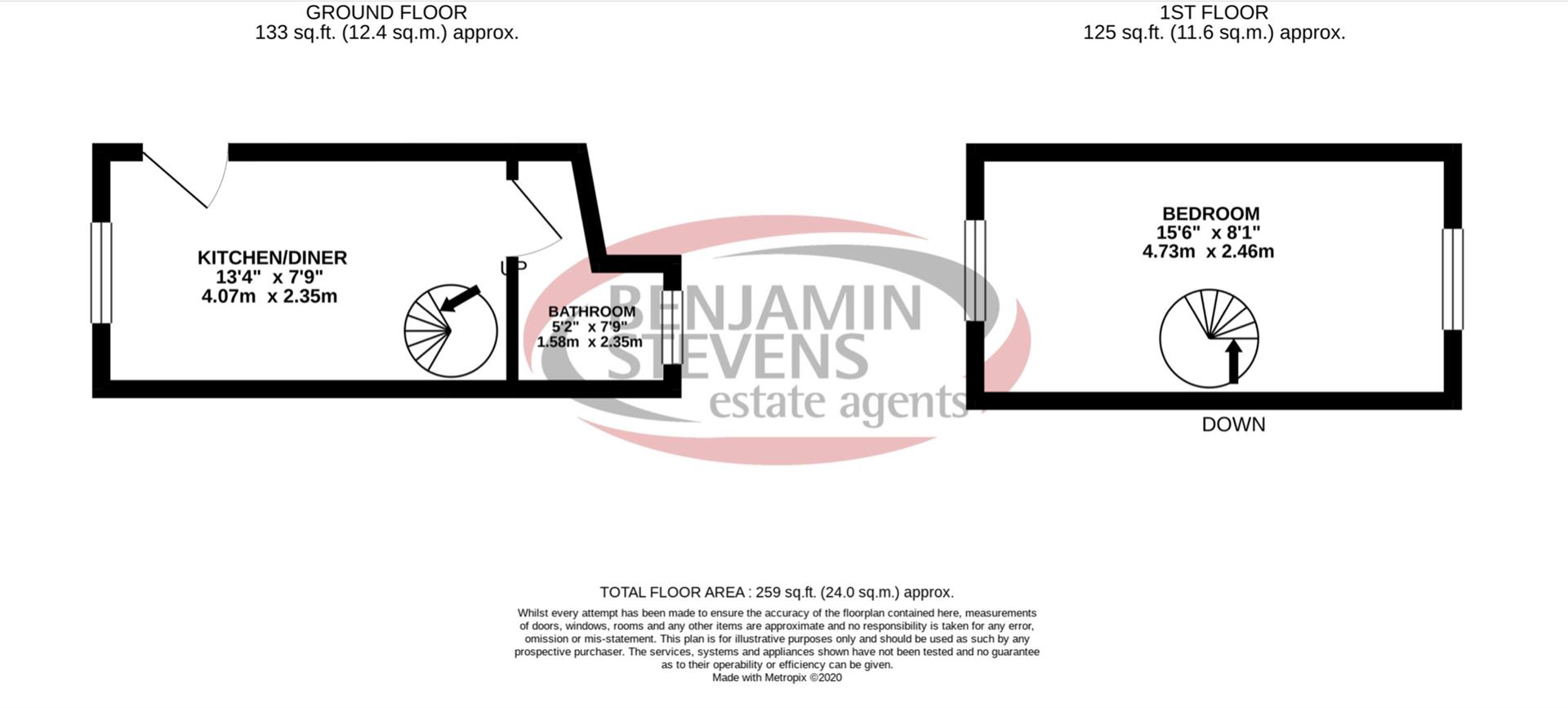 1 bed studio flat to rent in Malvern Avenue, Harrow - Property Floorplan