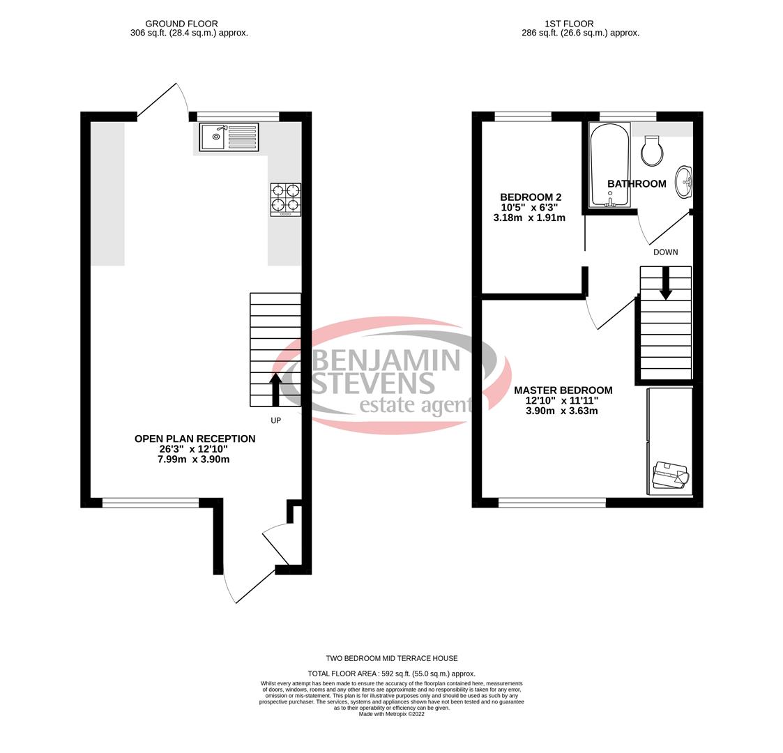 2 bed house for sale in Farm Close, Borehamwood - Property Floorplan
