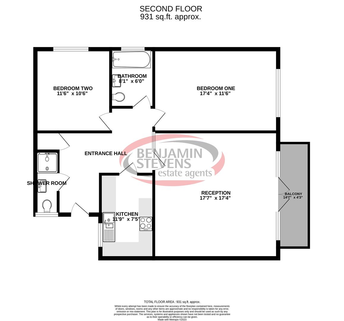 2 bed flat for sale in Stonegrove, Edgware - Property Floorplan