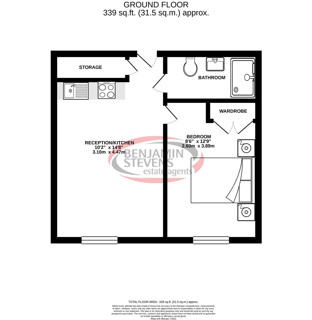 1 bed flat for sale in Laporte Way, Luton - Property Floorplan